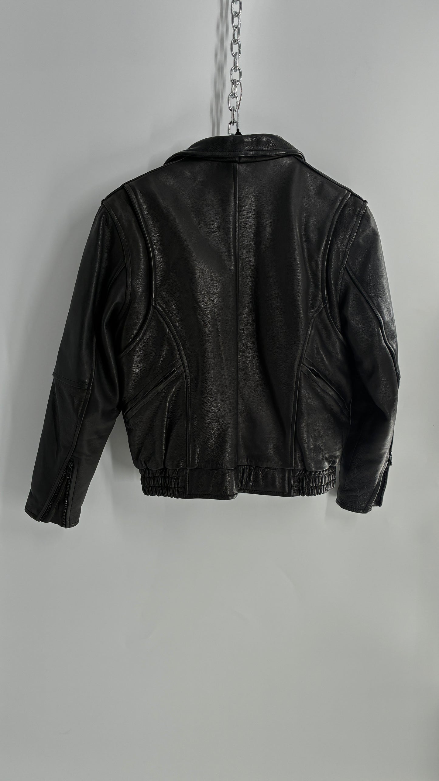 Thinsulate RAIDER Black Leather Motorcycle Bomber Jacket (12)