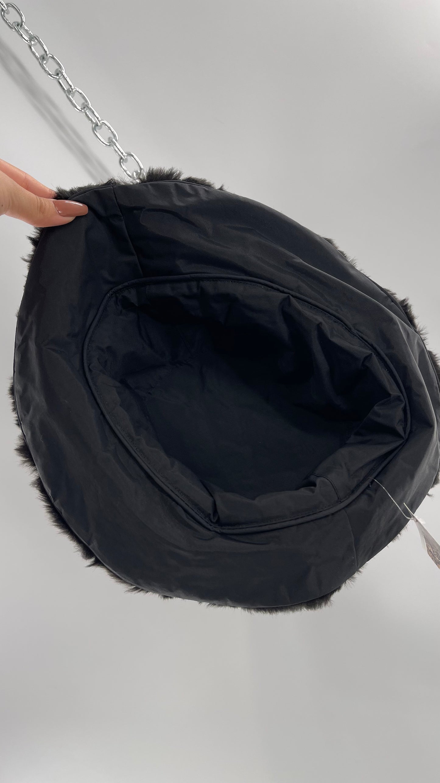 Vintage Black Fluffy Furry Reversible Bucket Hat