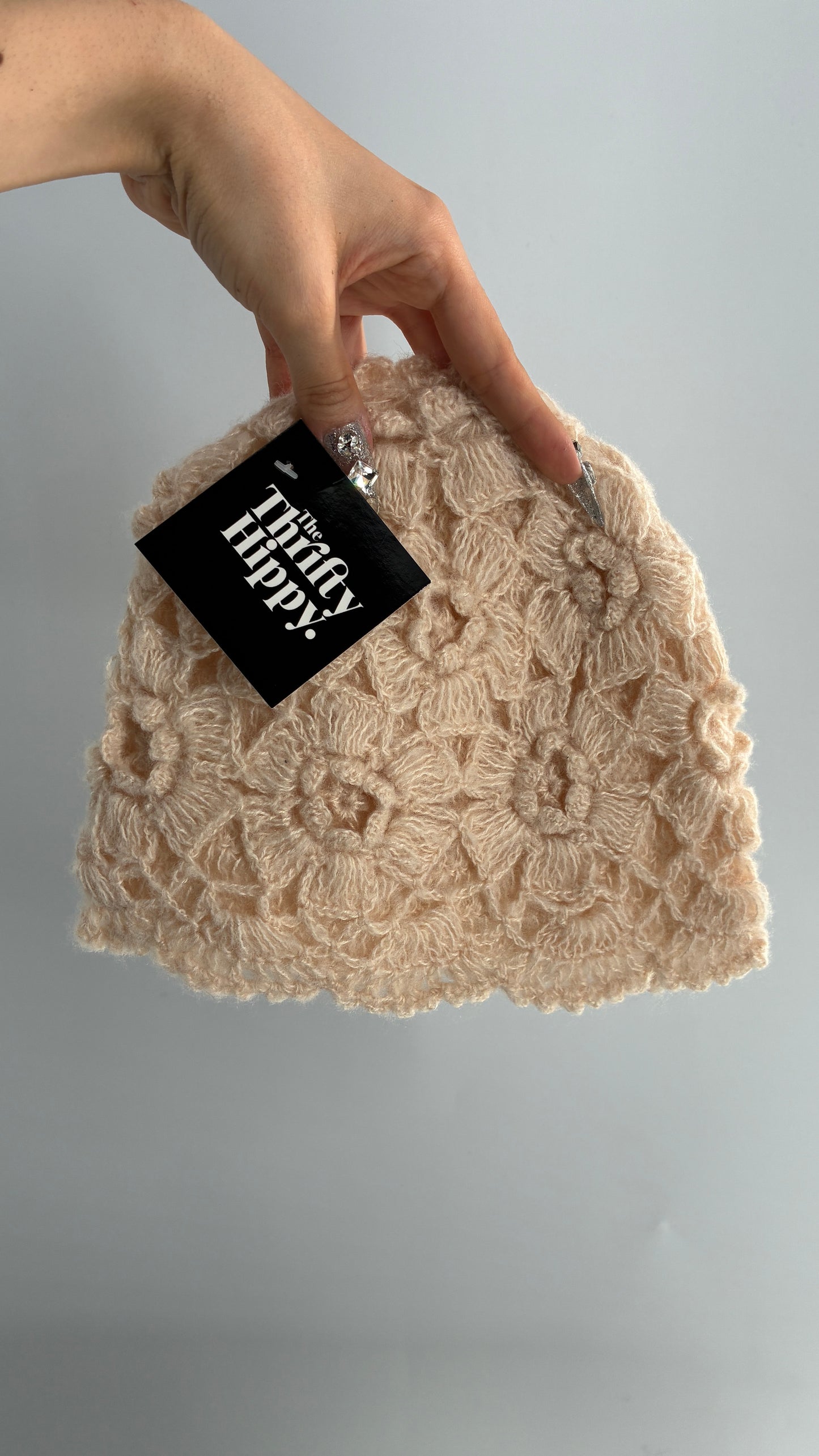 Crochet Knit Off White Beanie