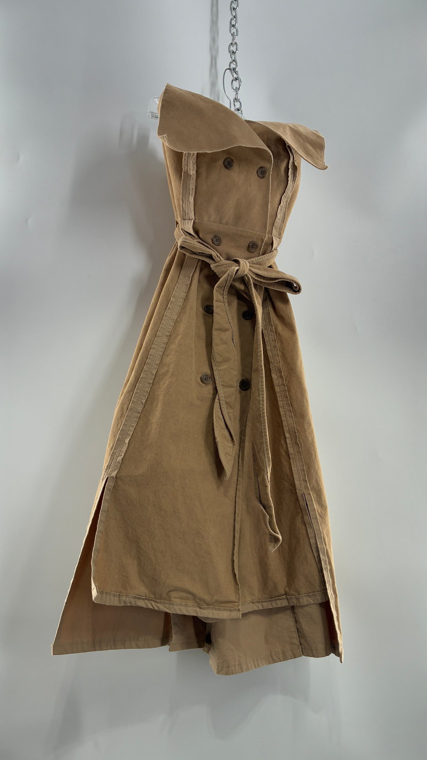 Vintage Corduroy Trench Coat Style Dress (Medium)