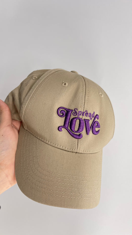 Spread Love Tan Purple Embroidered Baseball Hat