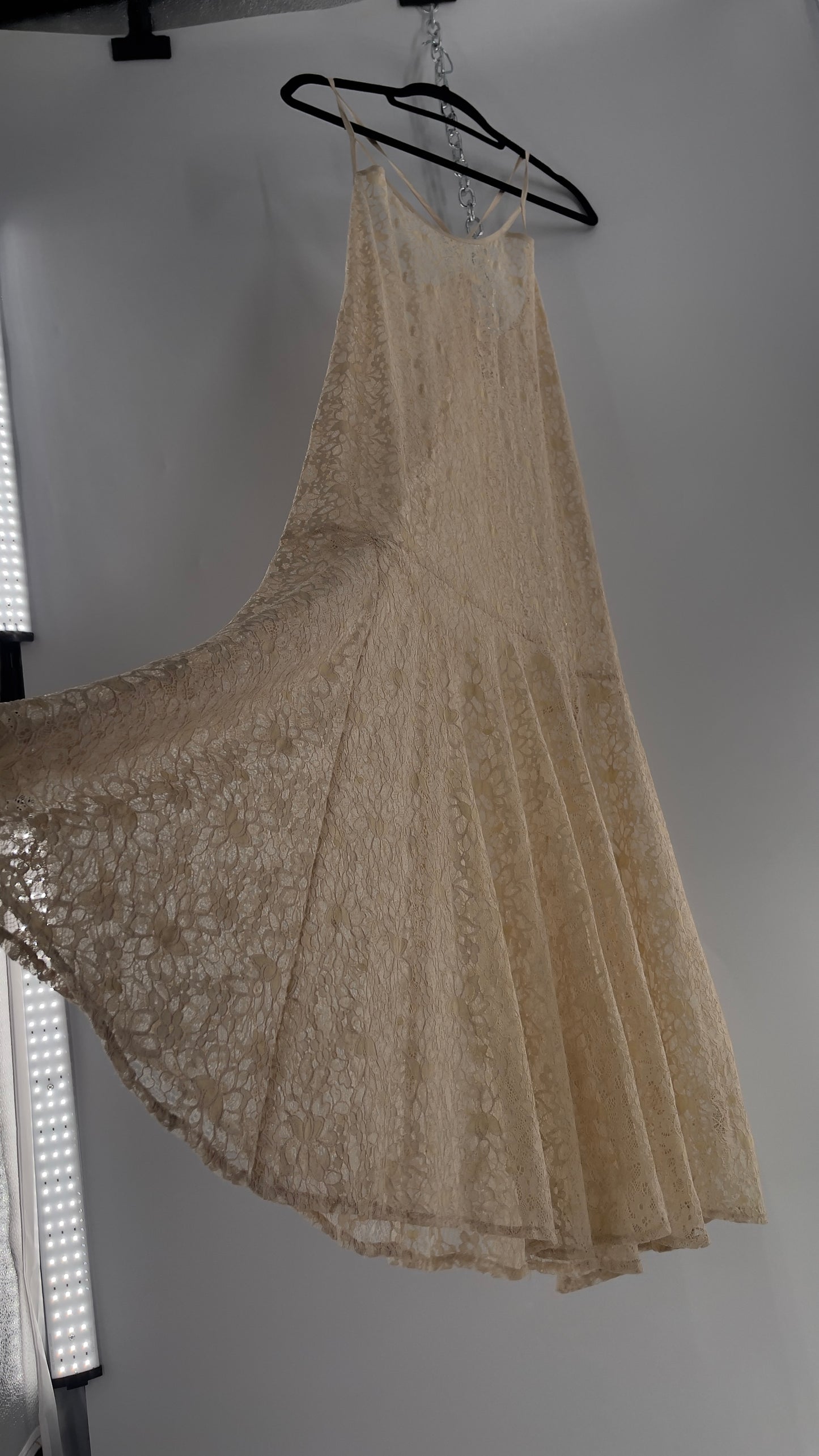 Intimately Free People Beige Lace Slip Maxi Dress (XS)