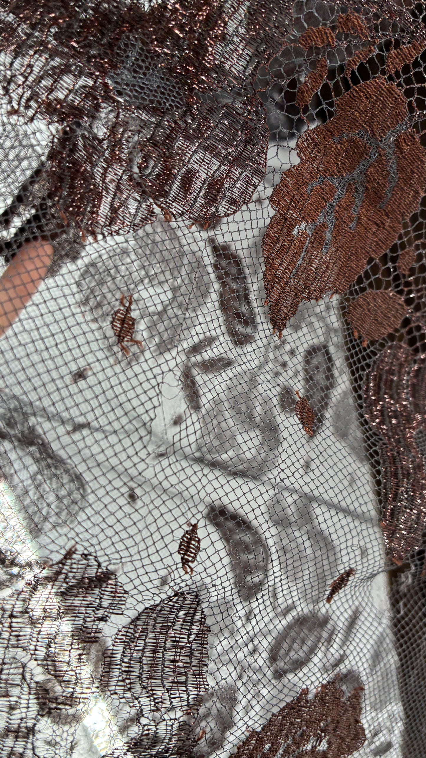 Vintage Brown Bronze Metallic Lace Skirt (S/M)