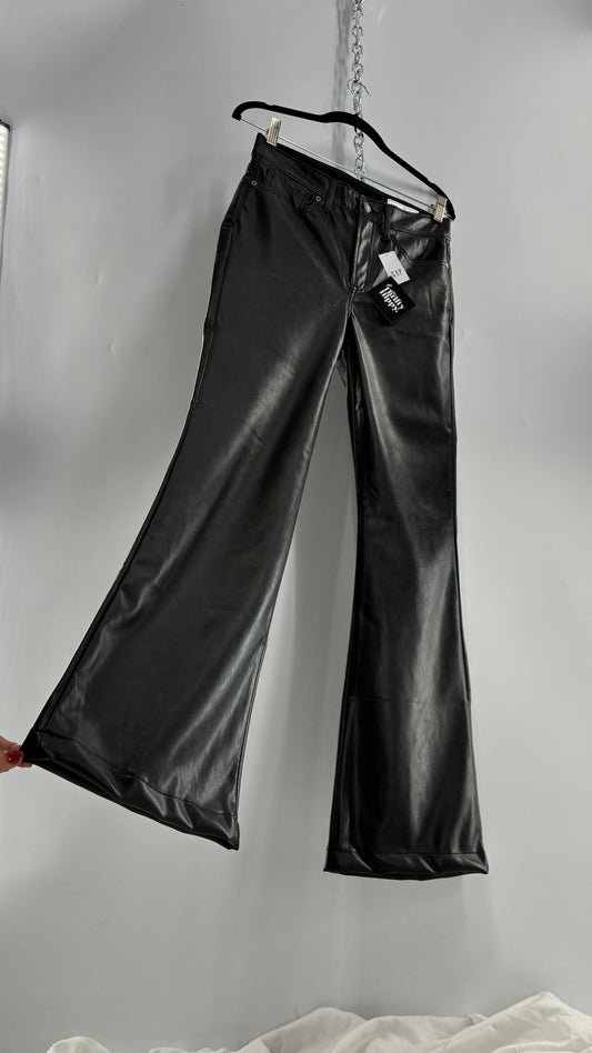 GAP Black Vegan Leather Flared Pants with Tags Attached (28/6R)