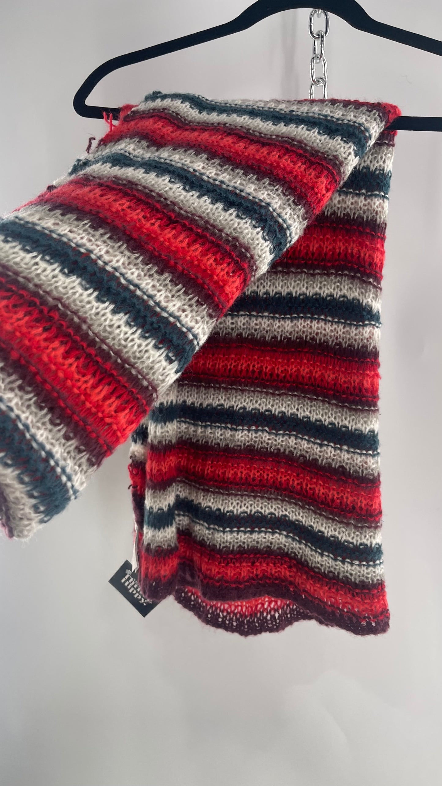Open Knit Scarf Gray Tones