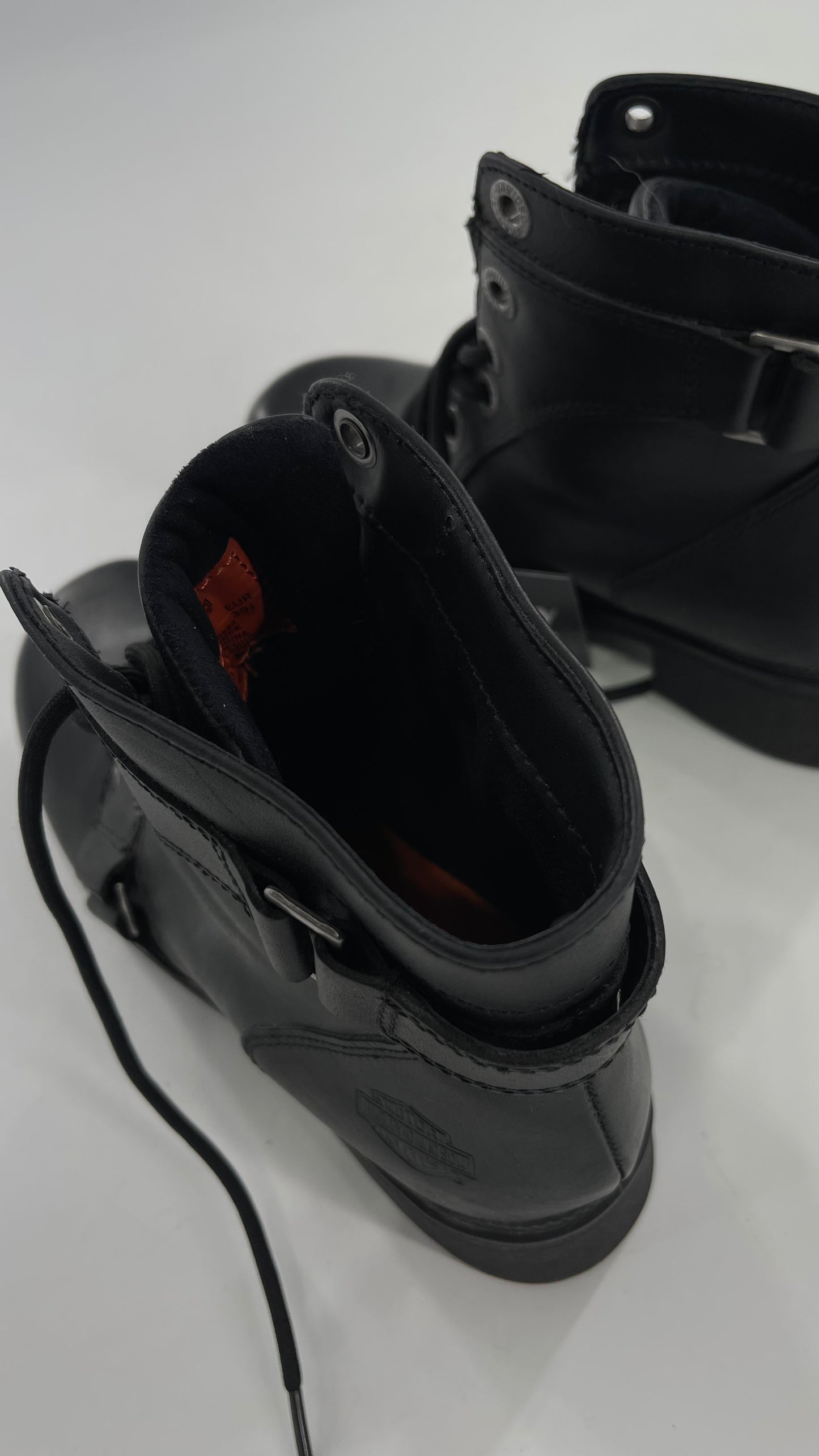 Harley Davidson Black Leather Combat Boots (8.5)