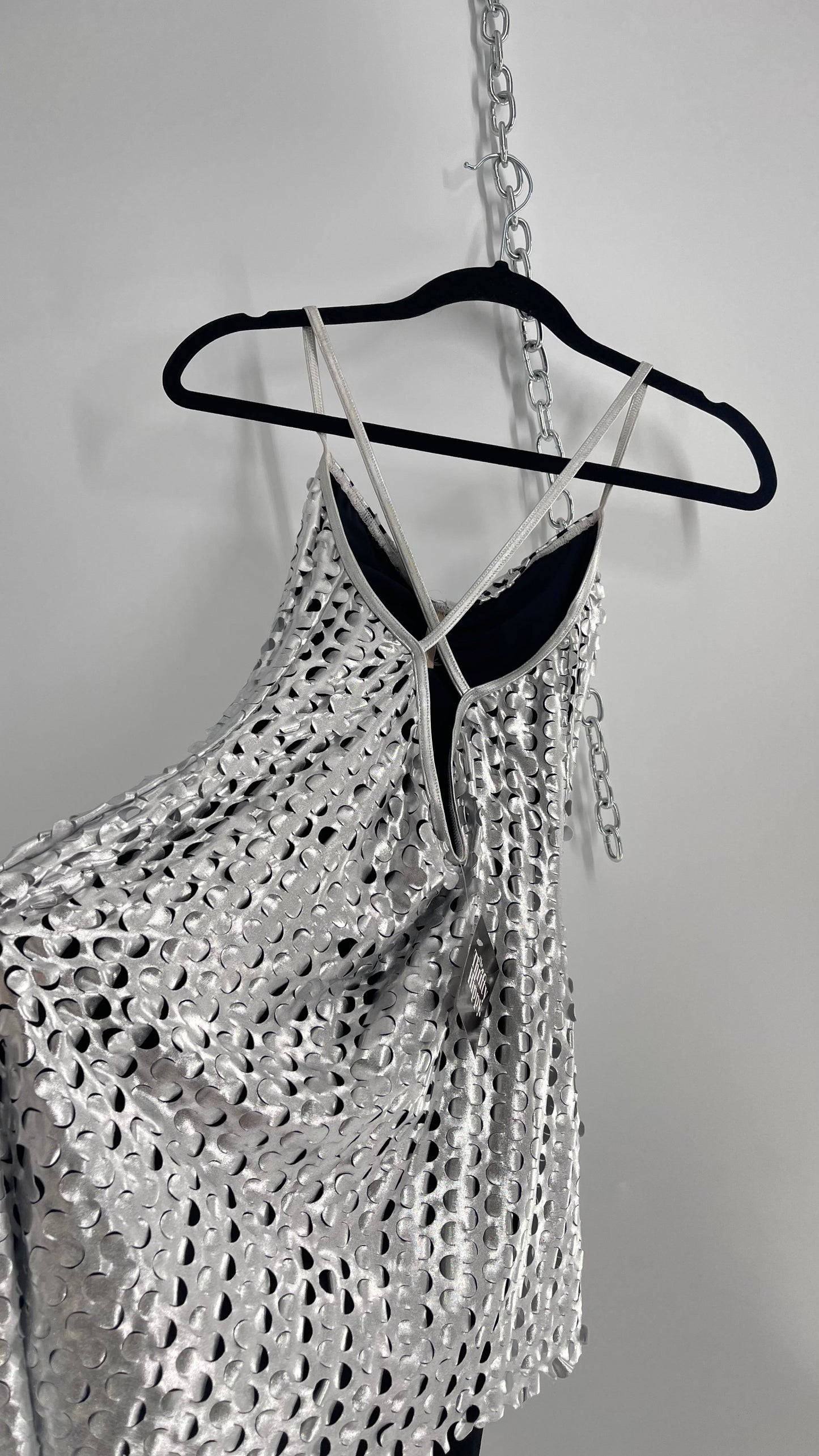 Vintage Weismann Silver Grated Tank with Asymmetric Hem and Built in Shorts (Medium)
