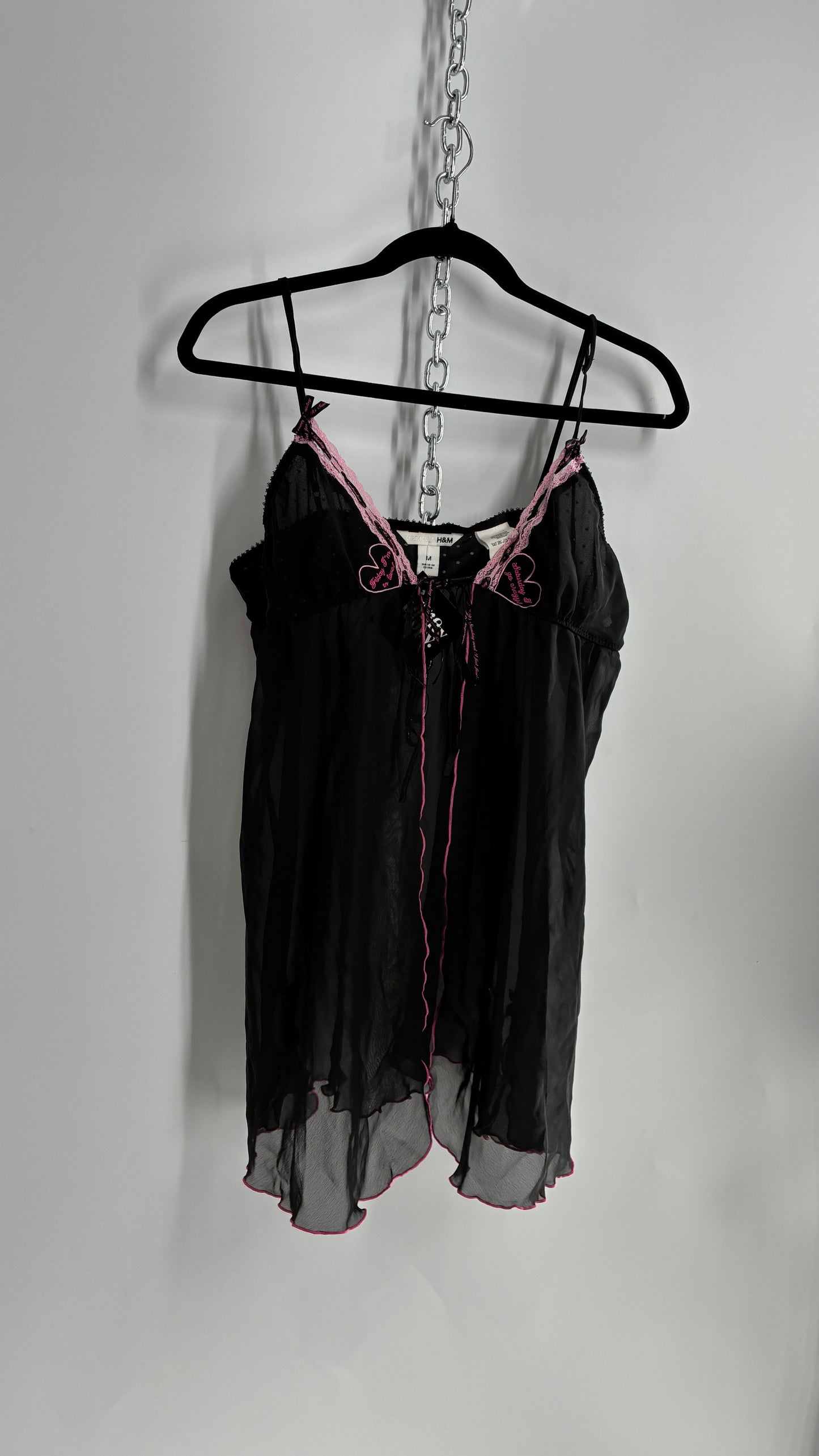 Vintage “Friday I’m in Love. Saturday I go crazy.” Heart Patchwork Polka Dot Camisole (M)