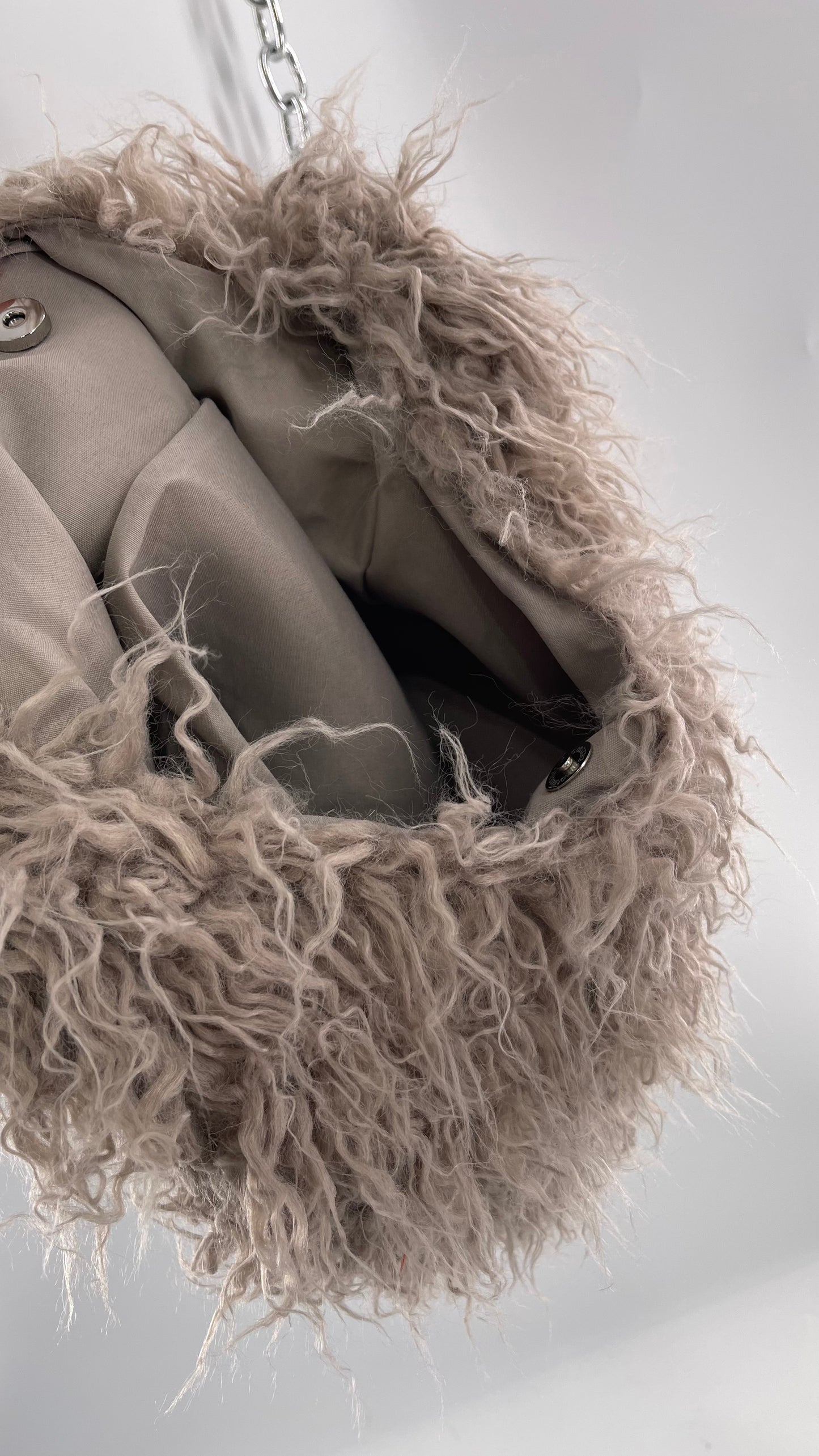 Free People Grey Shaggy Tote Bag
