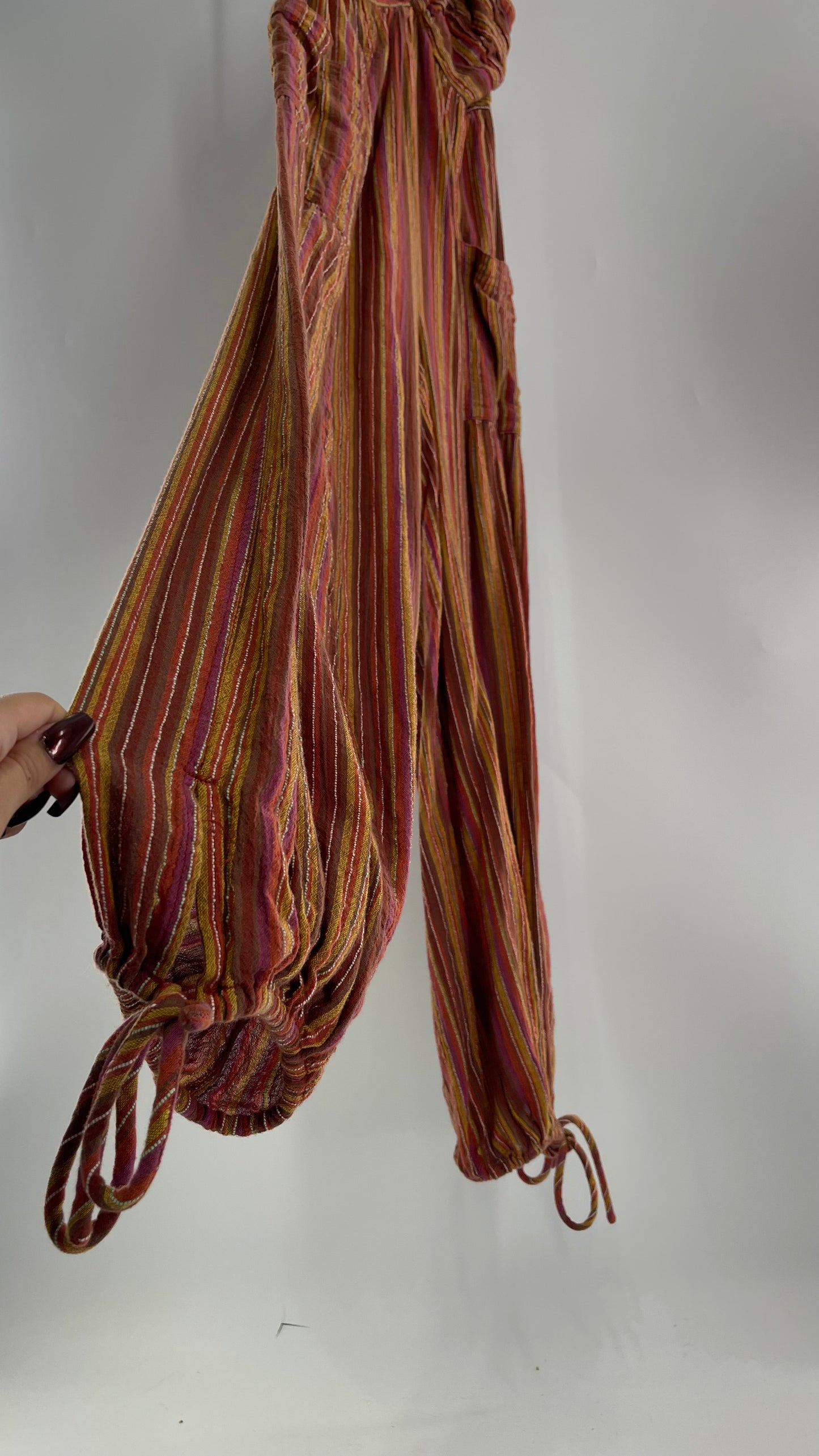 Free People Sundaze Striped Cotton Jumpsuit (XS)