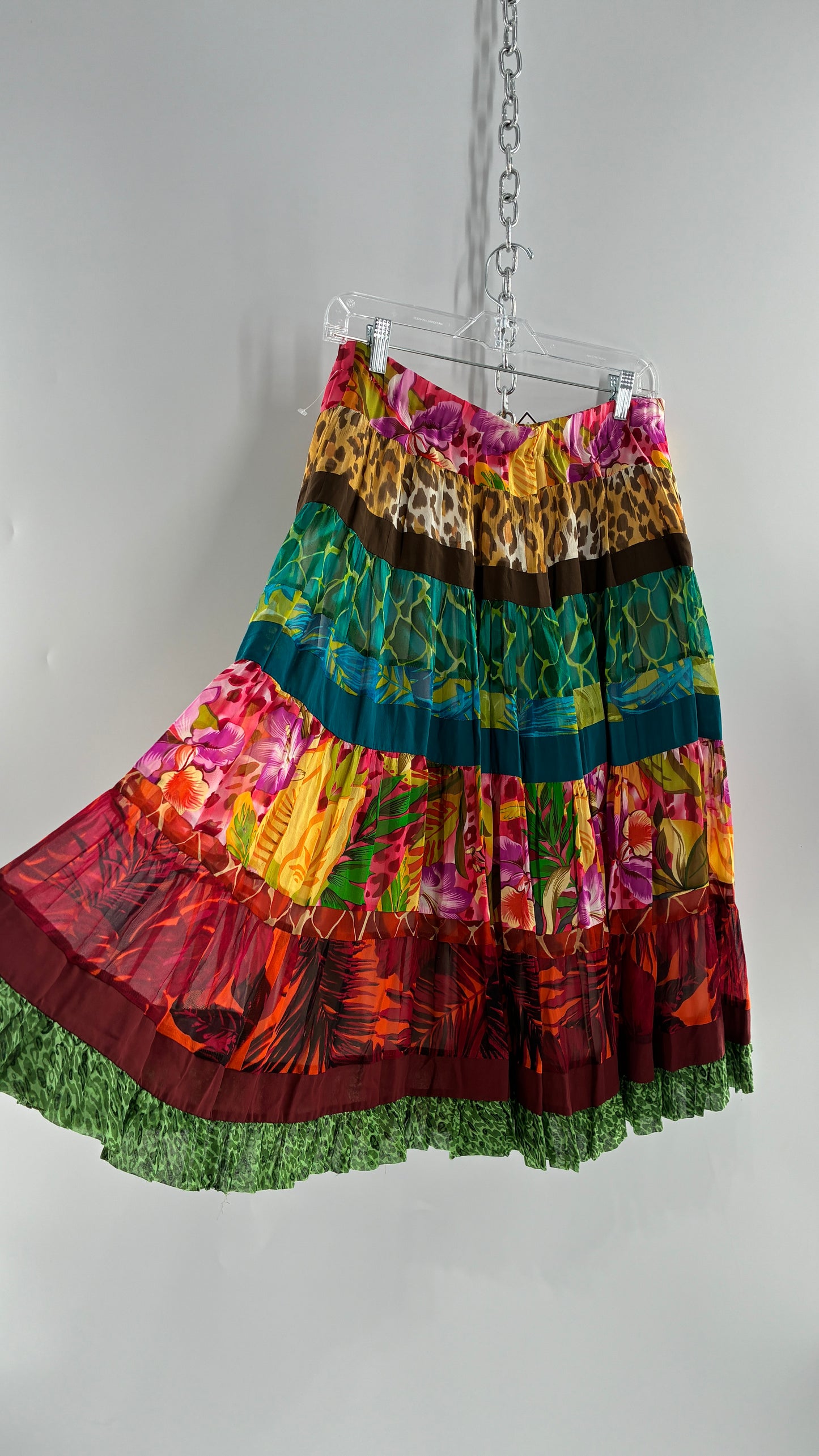 Vintage CHENAULT Voluminous Tropical Tiered Skirt (6)