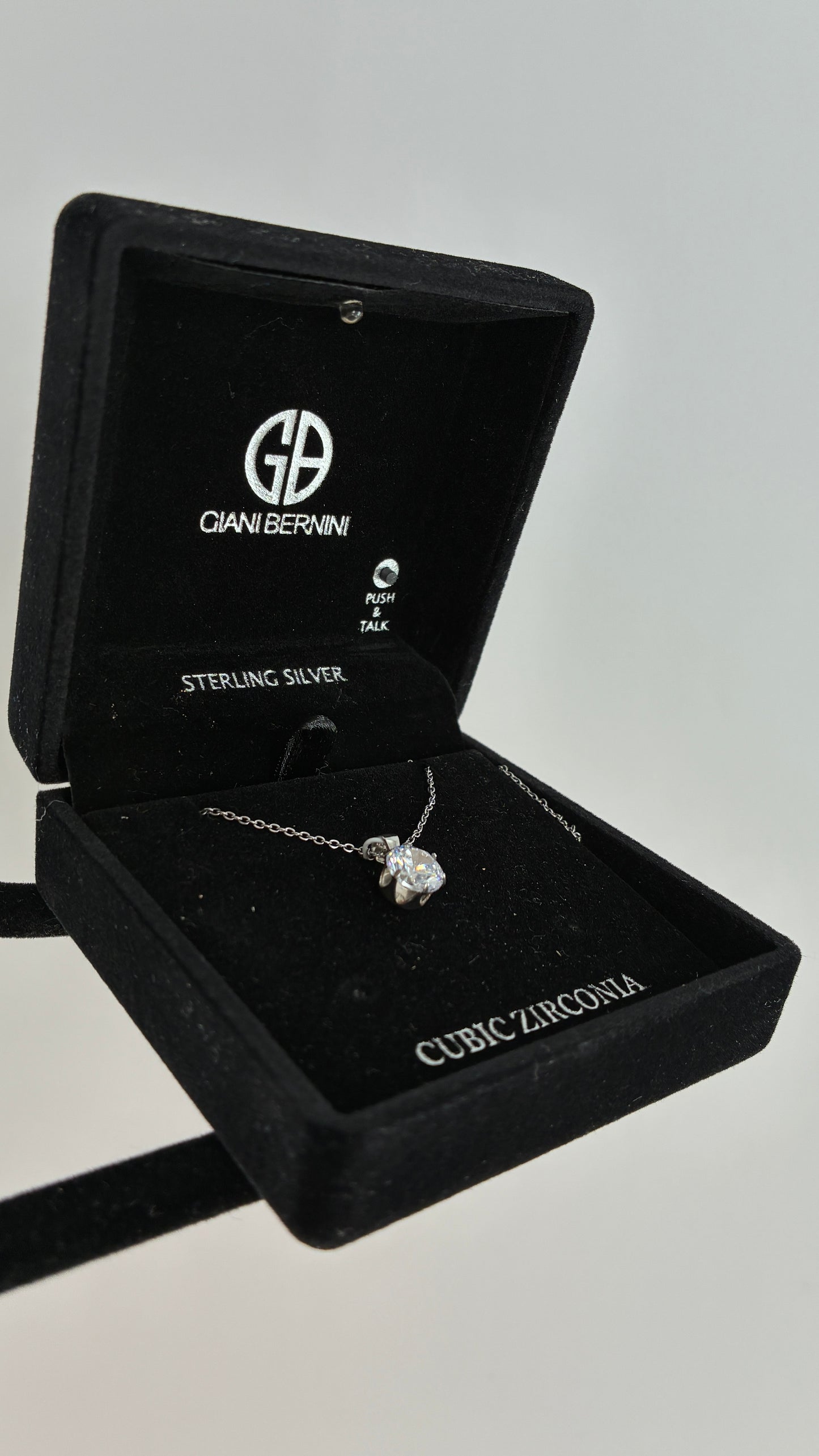 Gianni Bernini Sterling Silver Cubic Zirconia Pendant Necklace in Box