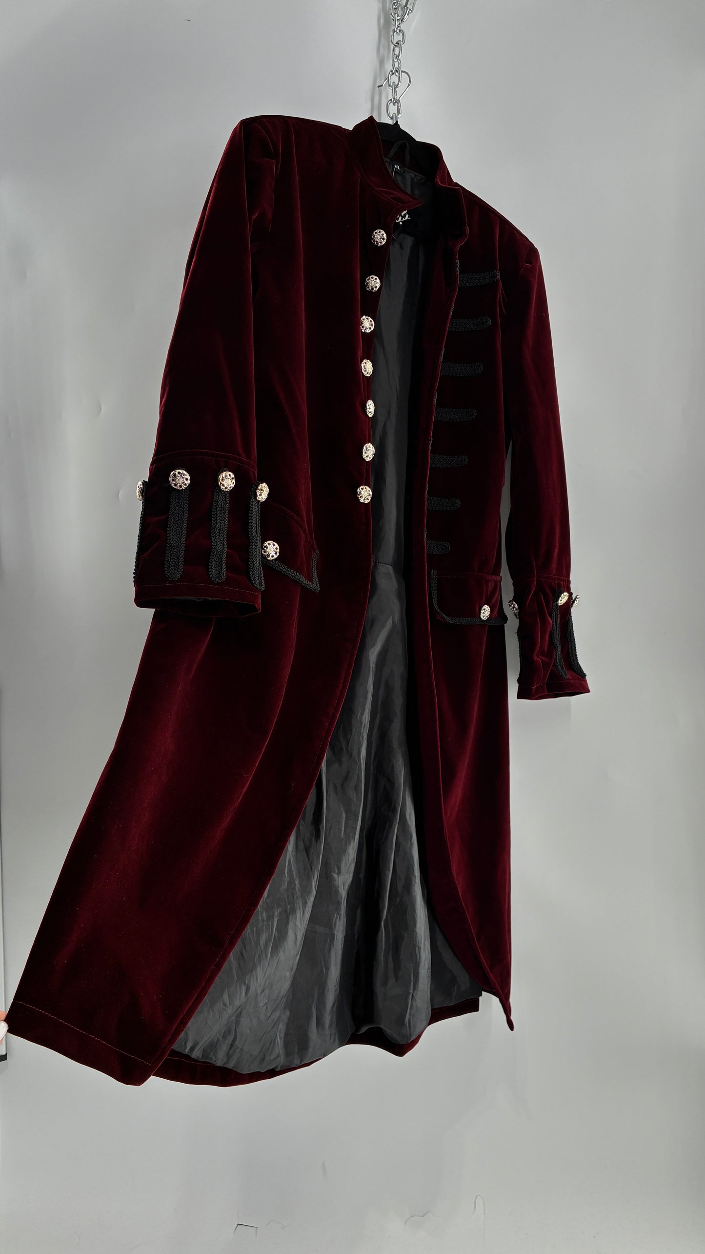 Velour Crimson Steampunk Drummer Coat (XL)