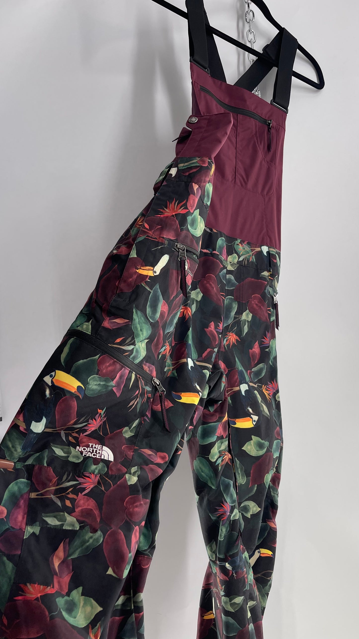 The North Face Tropical Patterned Burgundy Snowboard/Ski/Snowsuit (XL)