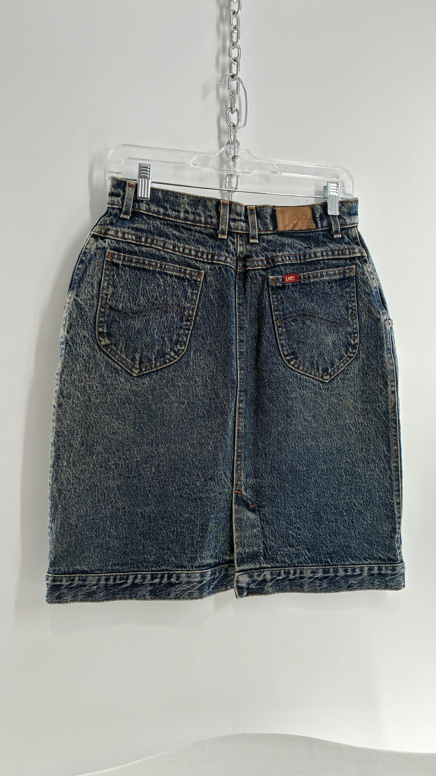 Vintage Lee Acid Washed Denim Medium Wash Skirt (Measured)