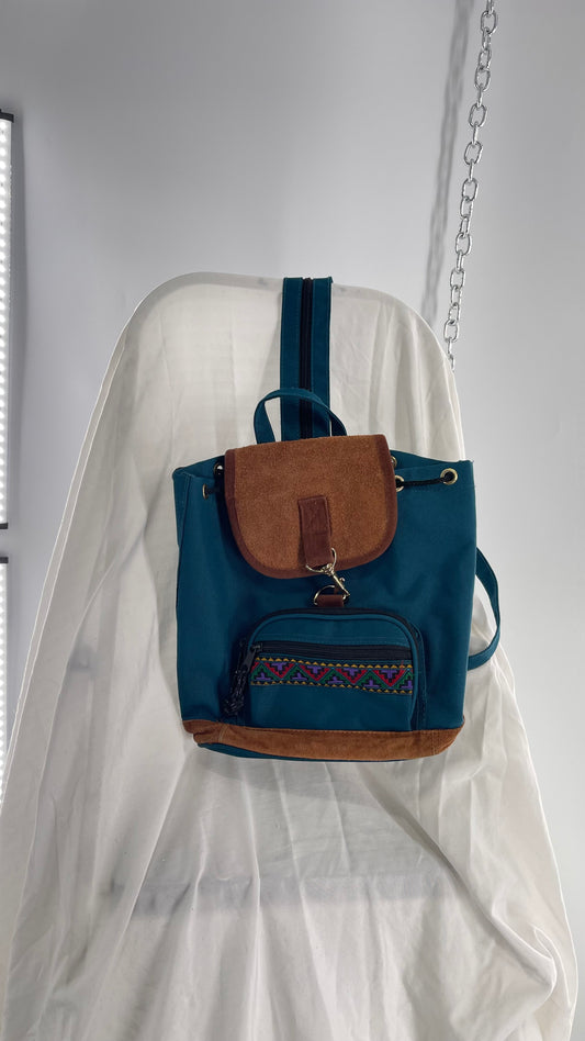 Vintage 90s Canvas Backpack with Leather Details