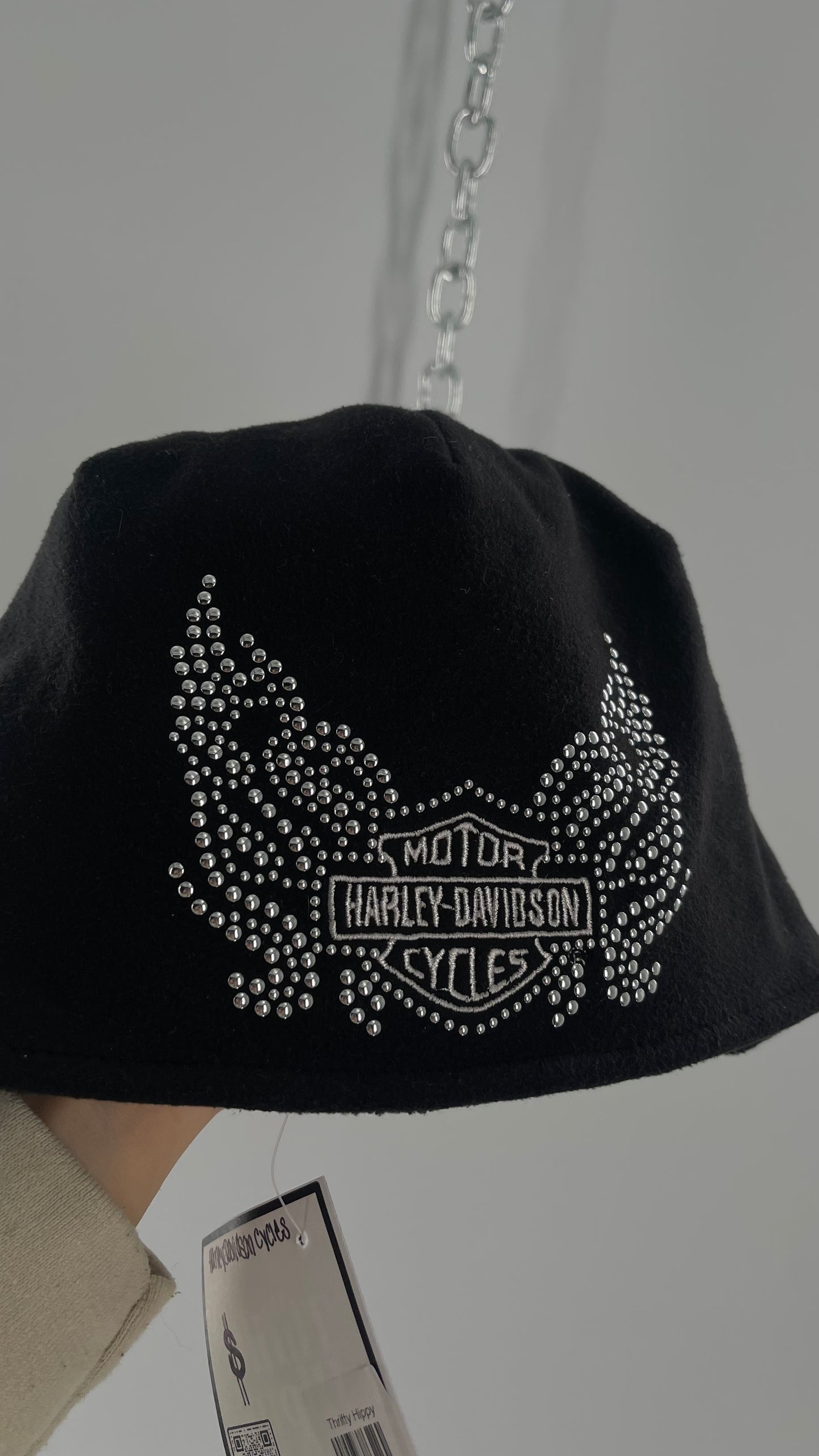 Vintage Harley Davidson Studded Bedazzled Beanie
