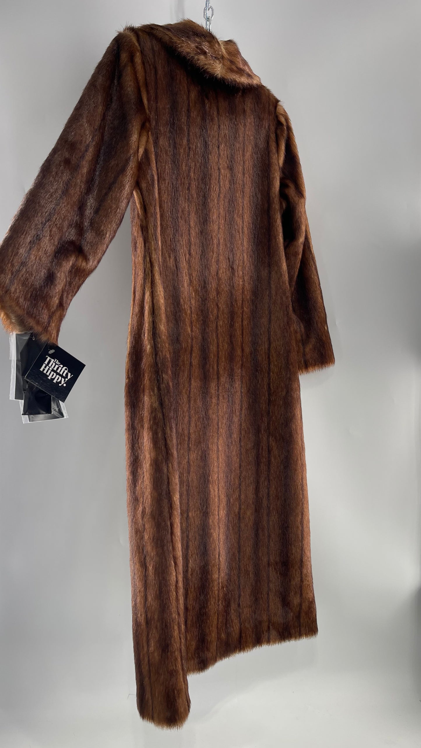 Deadstock Vintage Pamela McCoy Full Length Faux Fur Duster Coat (XS)