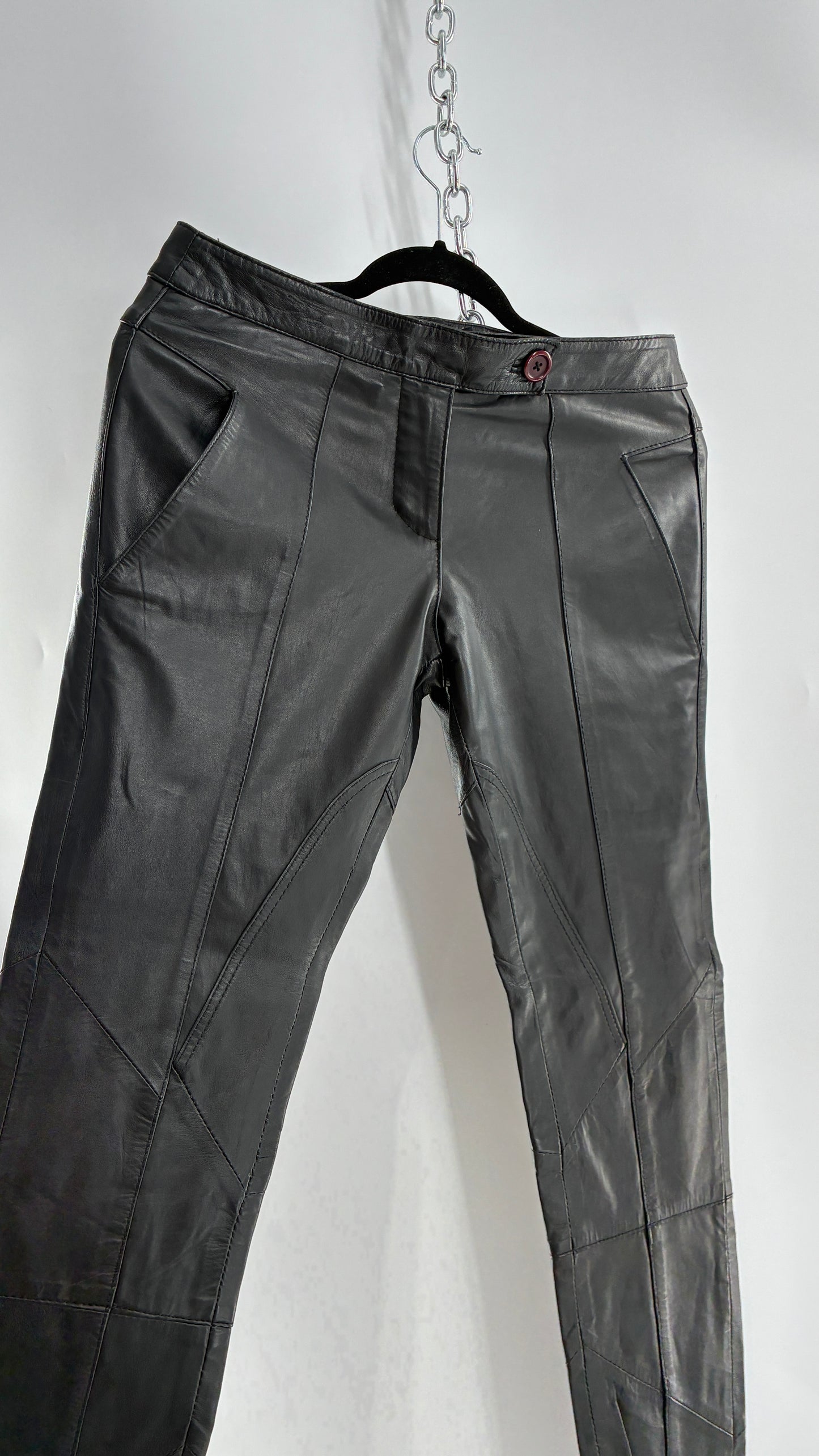 ASOS Low Rise Genuine Leather Patchwork Style Motorcycle Pants (6)