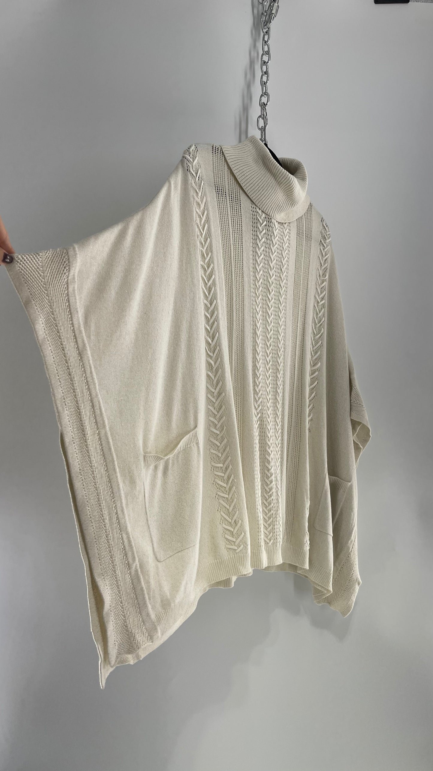 White House| Black Market Glittery Silver and Gold Tinsel Turtle Neck Sweater (L/XL)