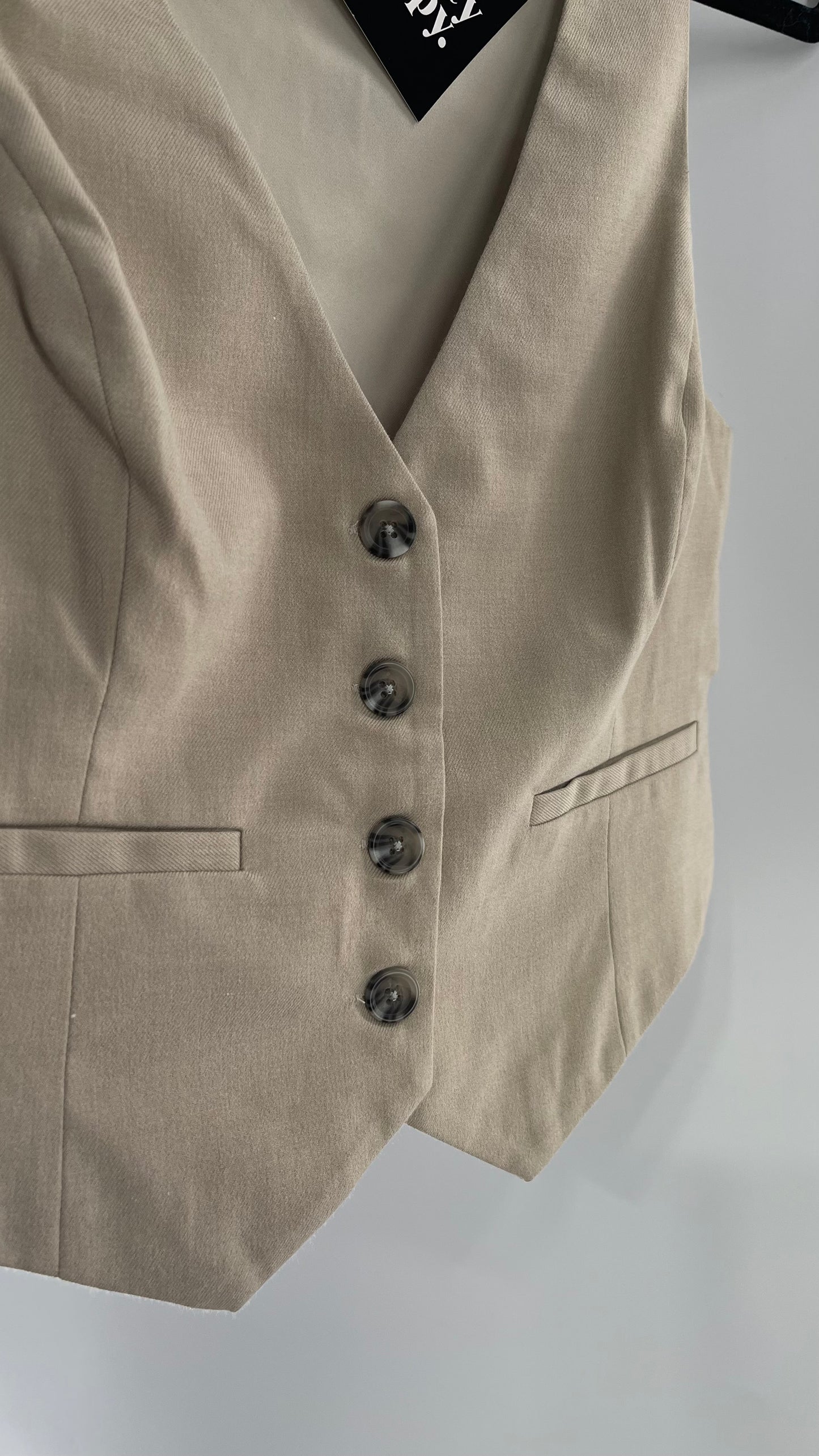 Urban Outfitters Vintage Upcycled Tan\Grey Cropped Vest Top (Medium)