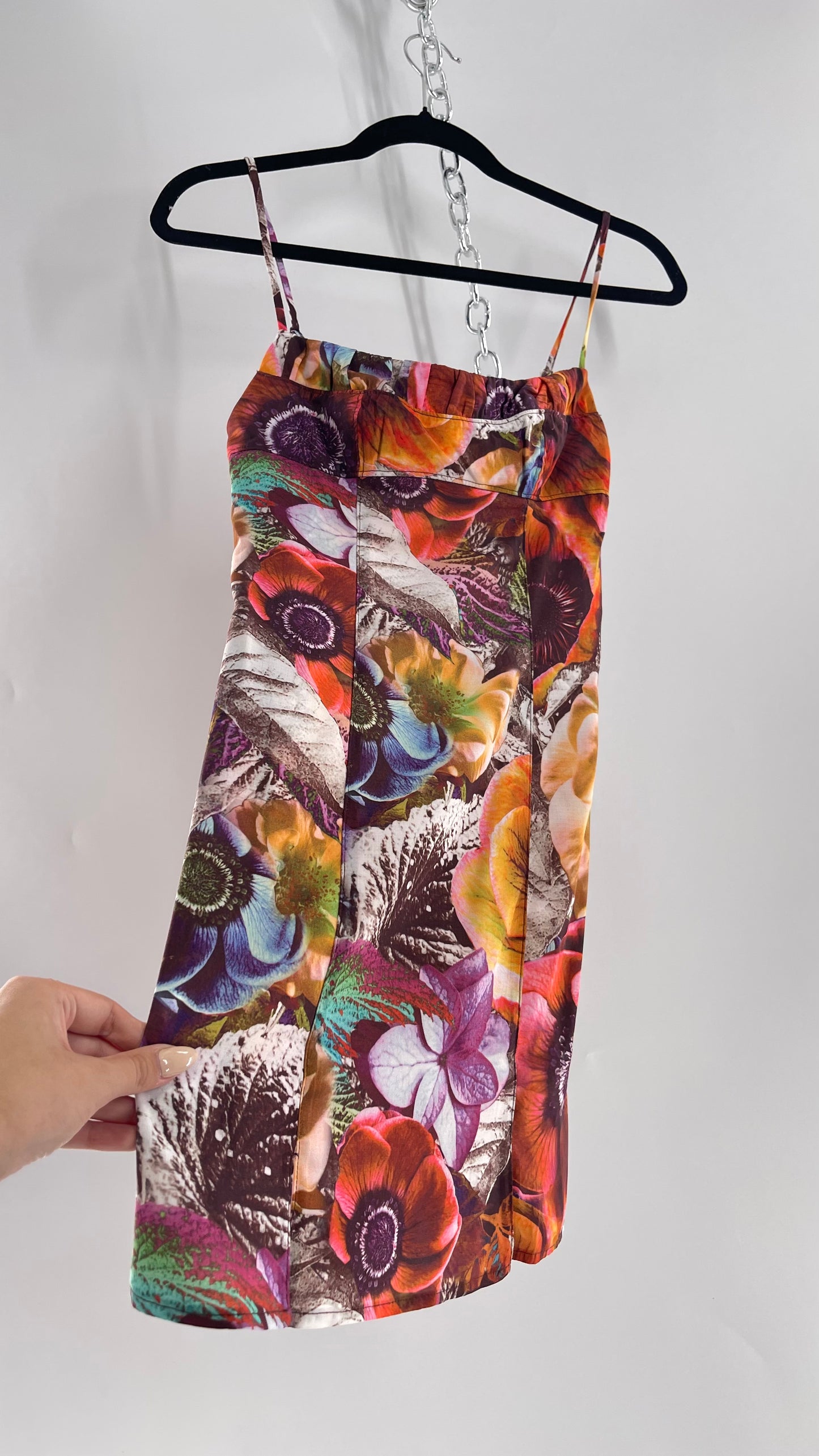 Urban Outfitters Colorful Floral Graphic Psychedelic Mini Dress (XS)