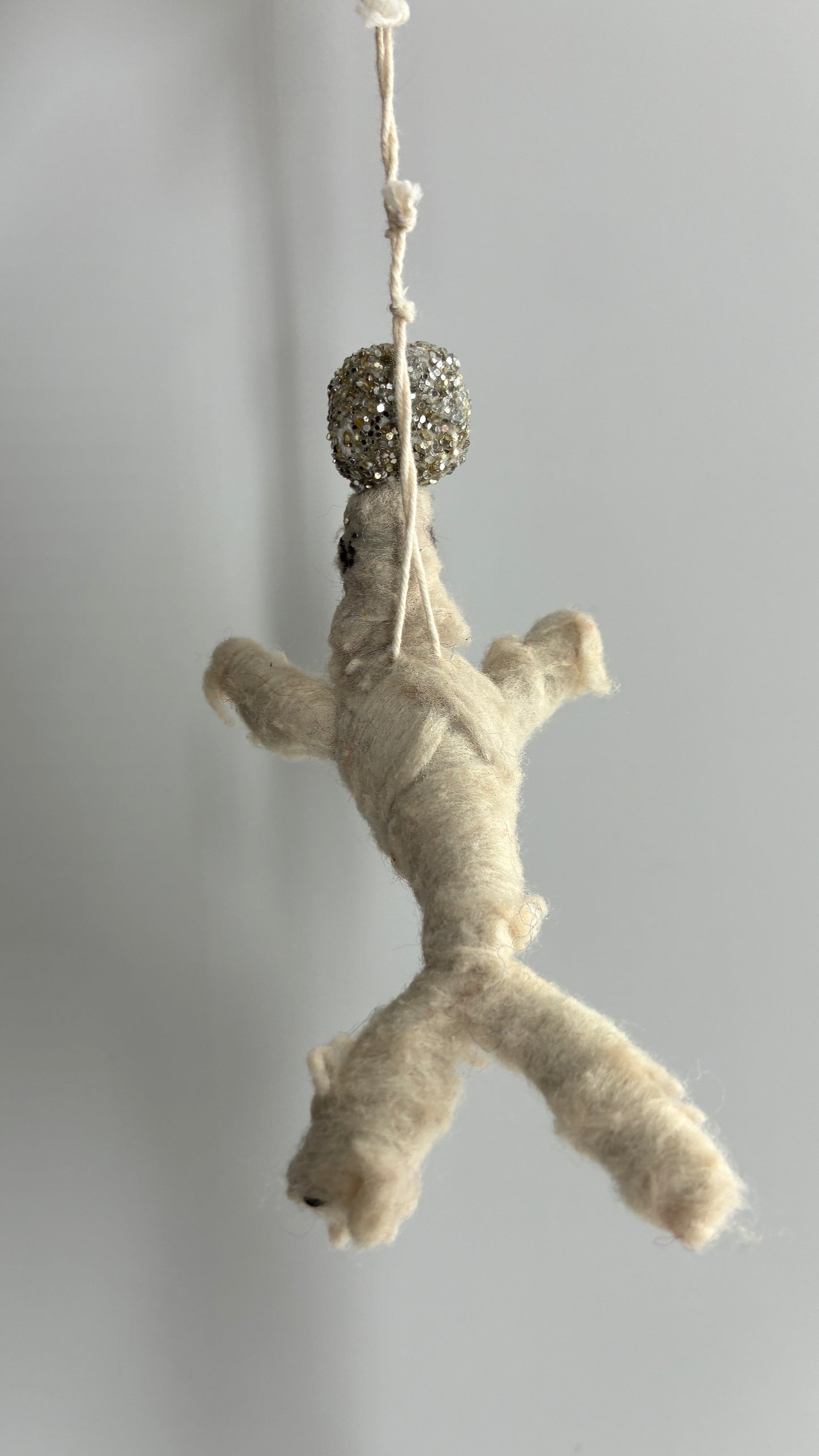Anthropologie Handmade Yarn Seal with Glitter Ball Ornament