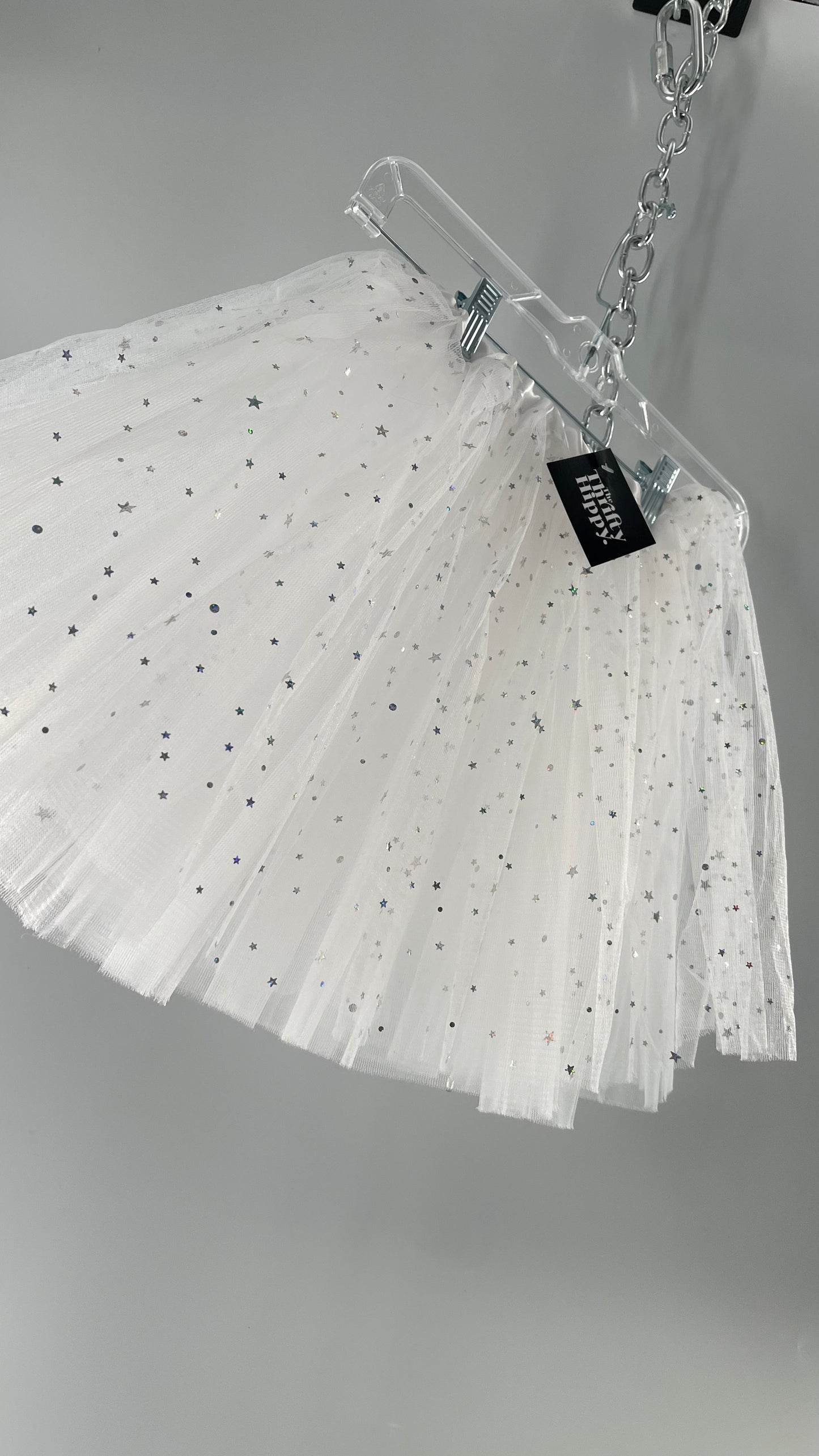 White Starstruck Confetti Tutu Mesh Tulle Skirt (One Size)