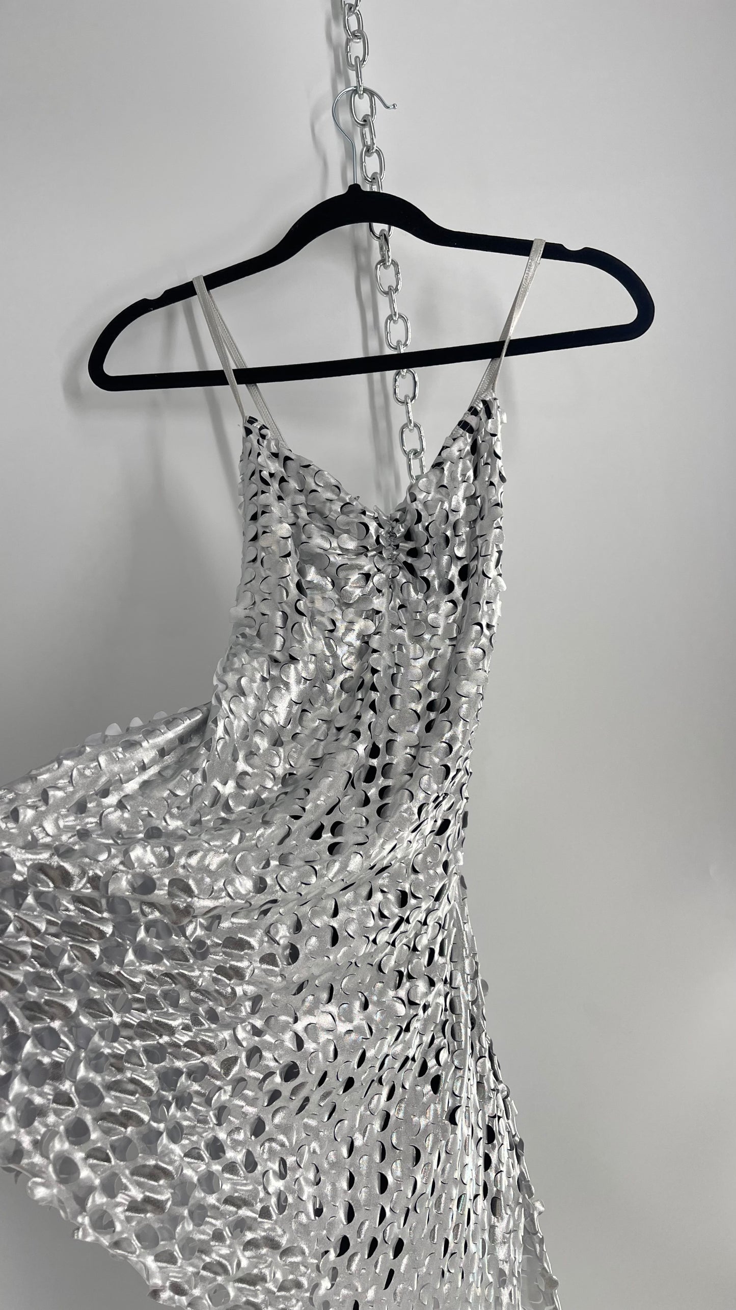 Vintage Weismann Silver Grated Tank with Asymmetric Hem and Built in Shorts (Medium)