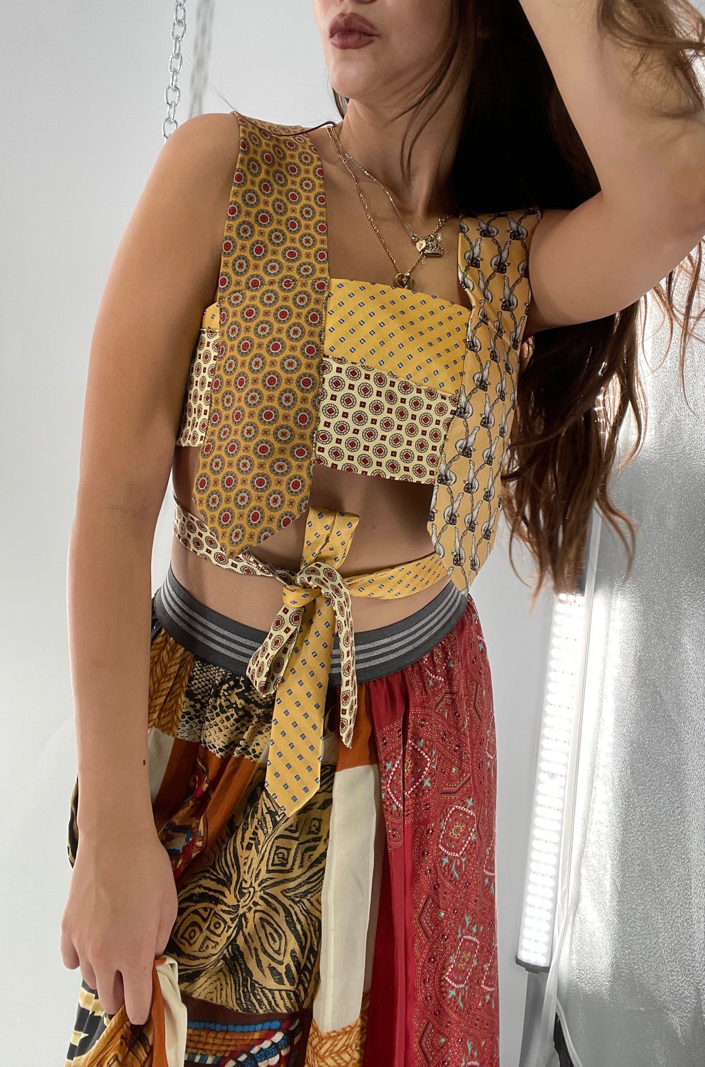 CUSTOM Handmade Yellow “All Tied Up” Cropped Blouse (One Size)