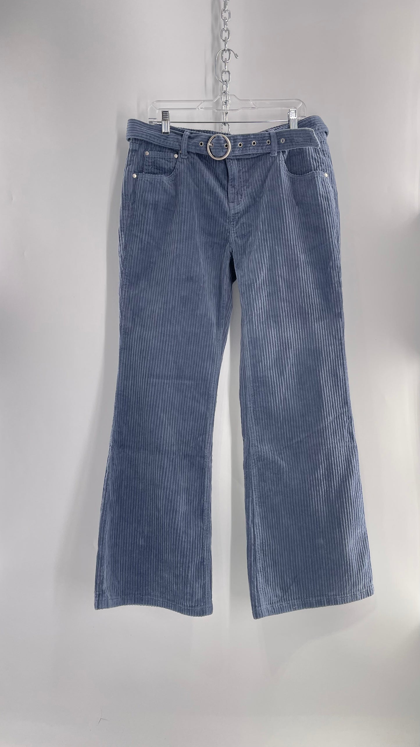 MILK IT Recycled Powder Blue Corduroy Low Waist Grommet Buckle Folk Jean with Tags Attached (16)