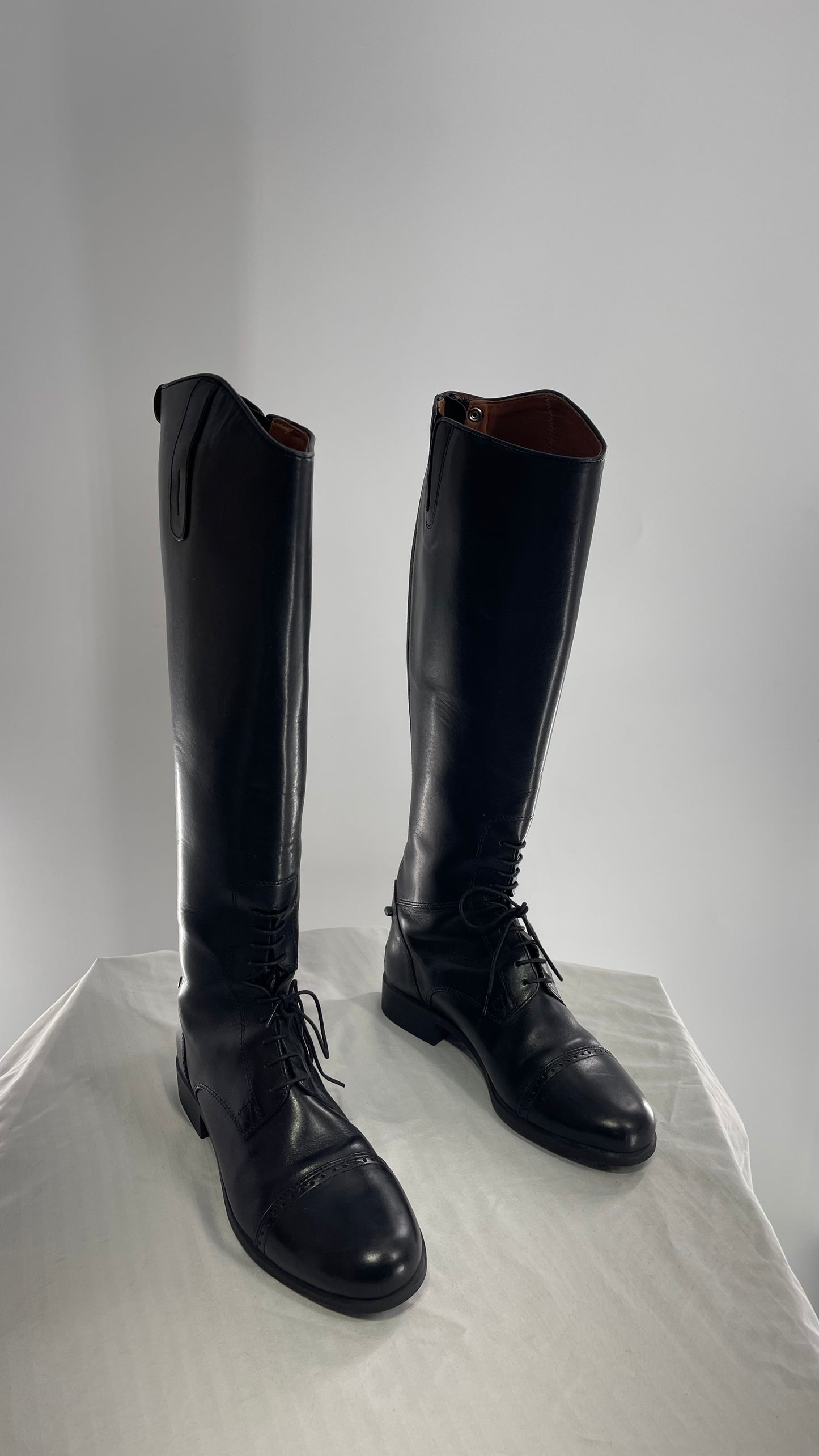 ARIAT Heritage Contour || Black Leather Field Zip Knee High Riding Tall Boots (8)