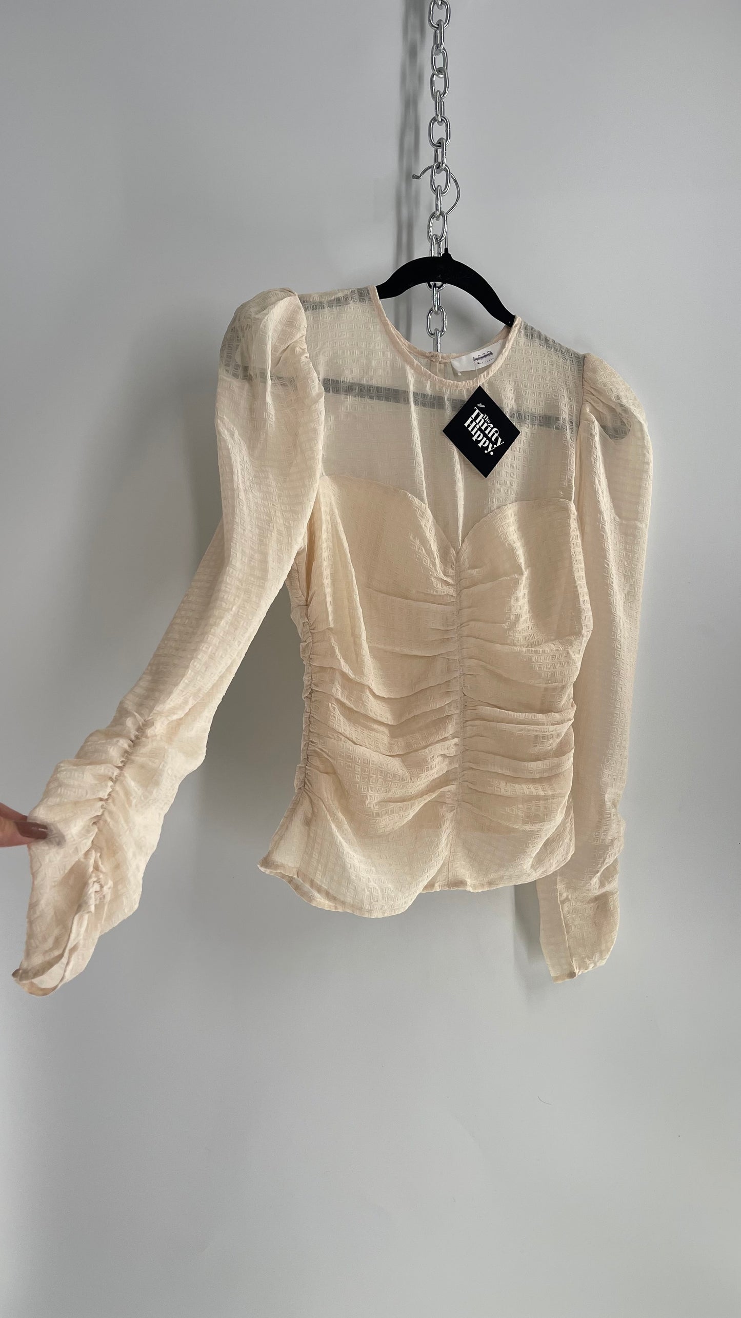 ASTR Off White, Cream Ruched Bodice Blouse (Small)