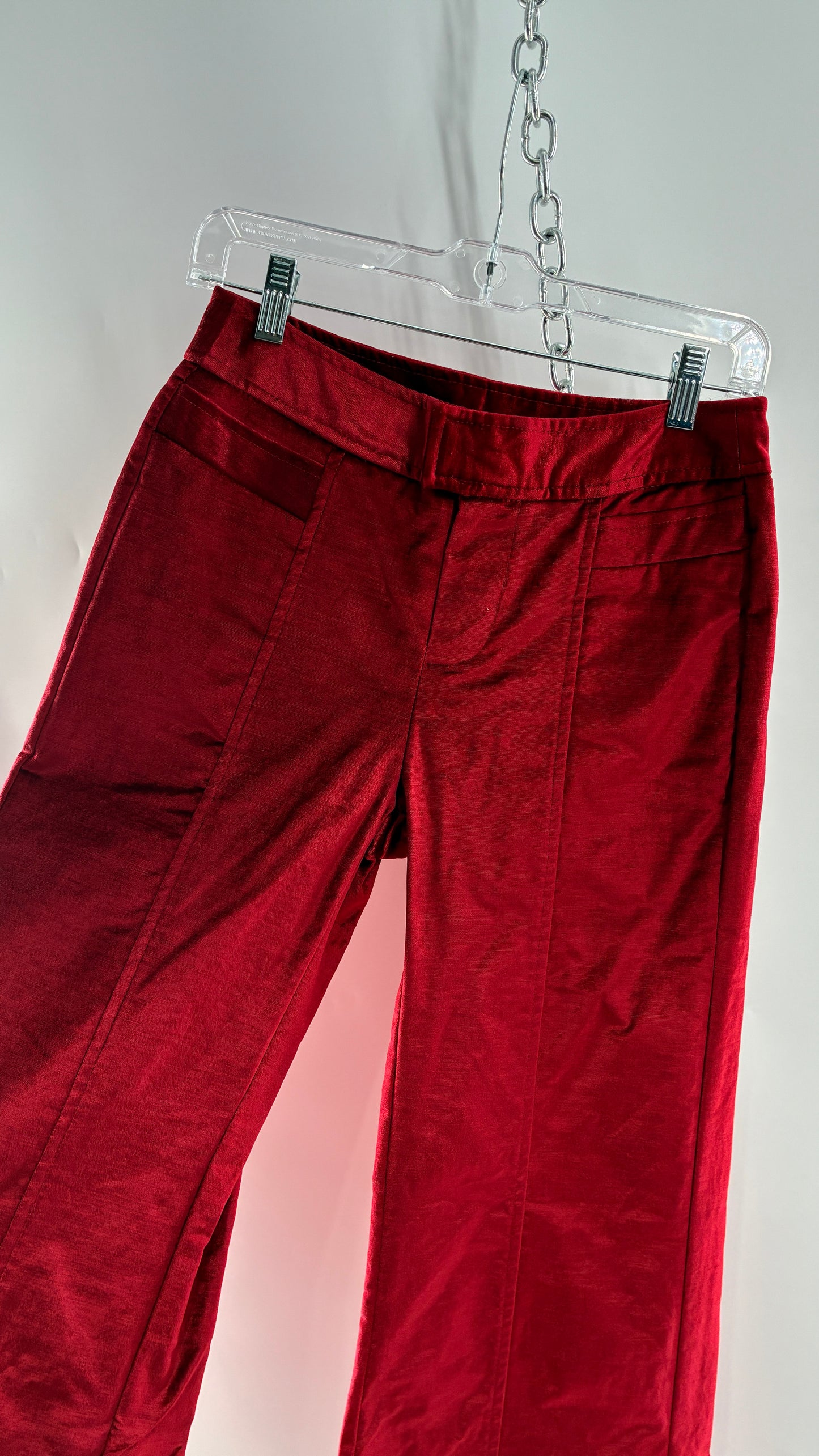 Free People Red Velvet Walk with You Kick Flare Hot Pants (2)