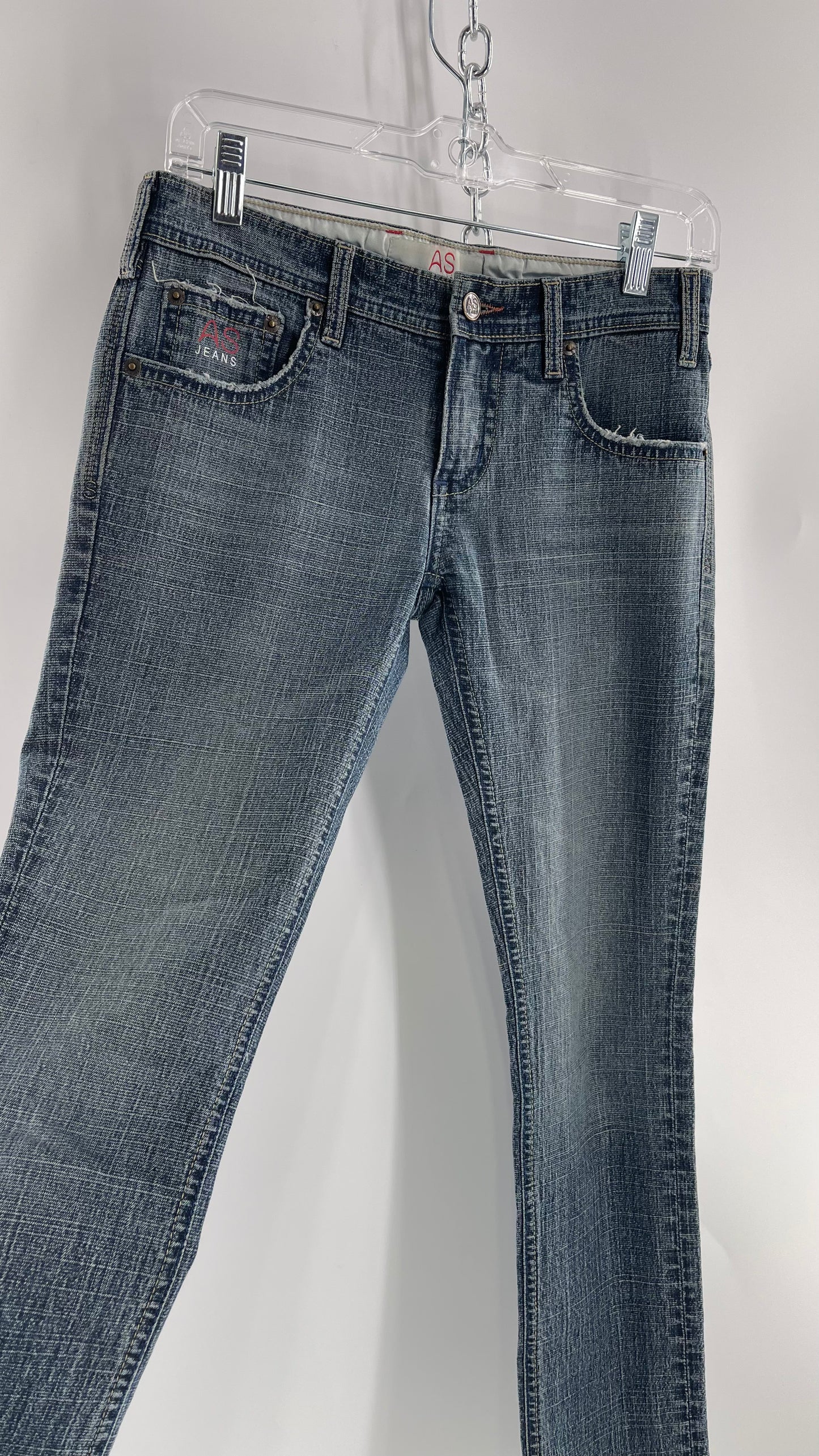 Vintage Smart AS JEANS Light Wash with Silver Metallic Female Posing Silhouette and Paulina Field Embroidery (28)