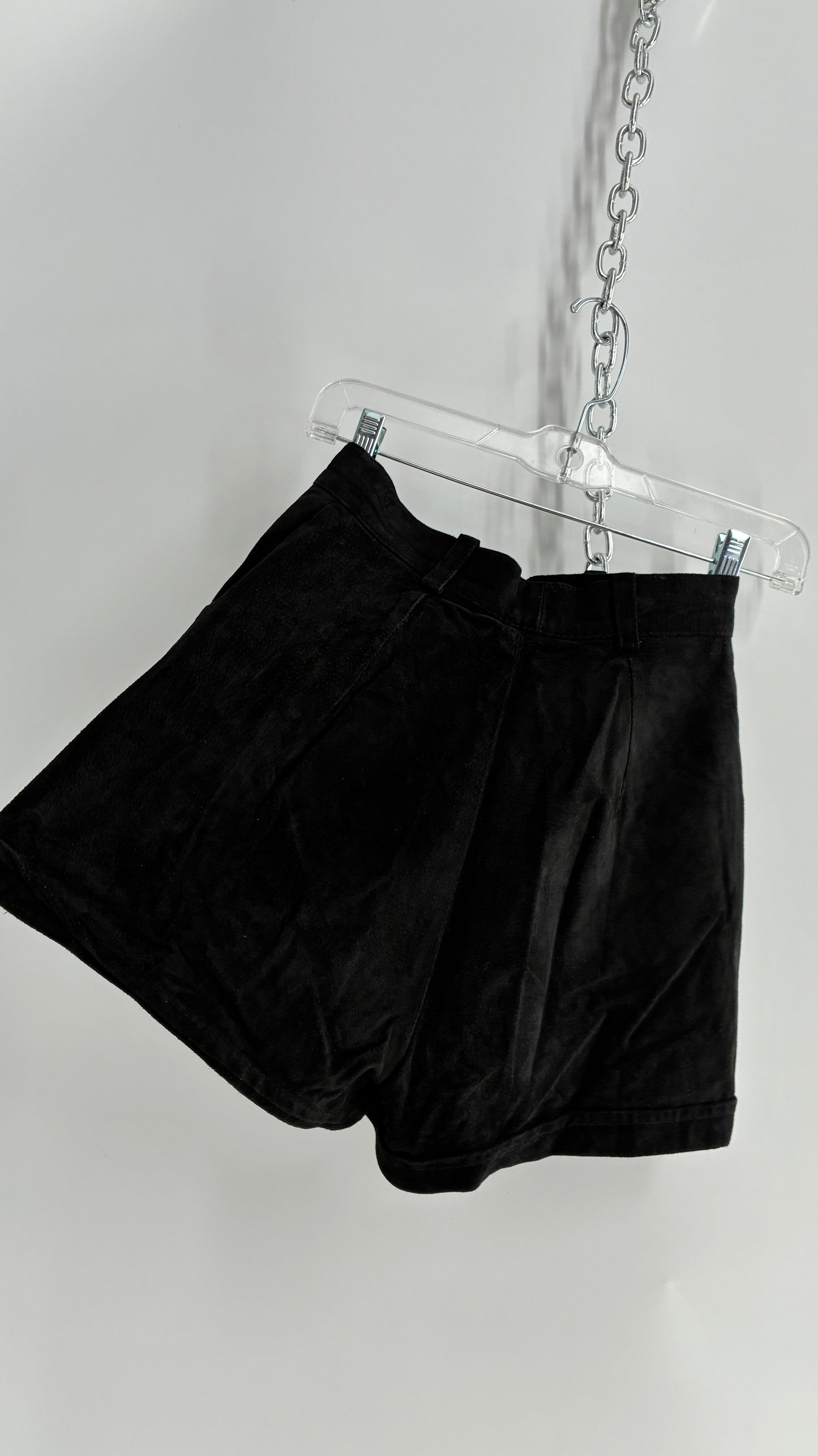 Vintage NEVADA BLUE Black Genuine Suede High Waisted Shorts (XS)