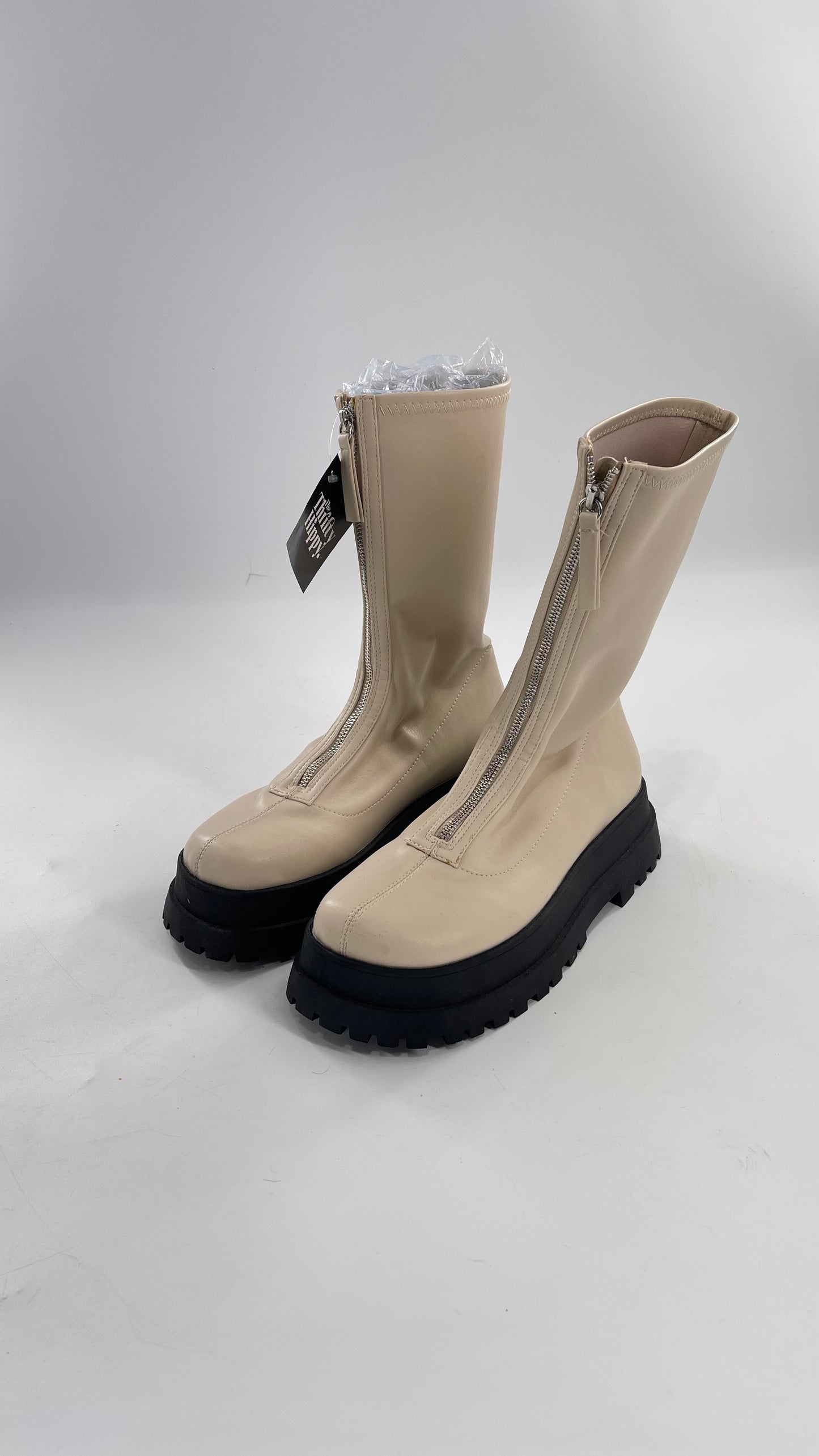Urban Outfitters Cream Zip Front Boot with Contrast Platform (10)