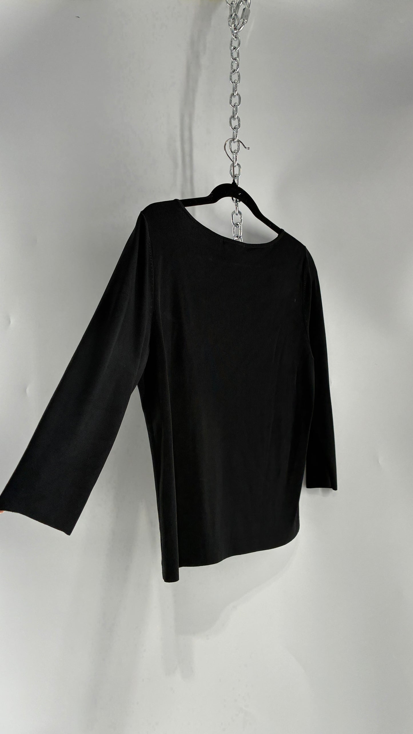 Vintage SWEATERWORKS Margarita Black Knit Top with Beaded and Embroidered Drink (Large)