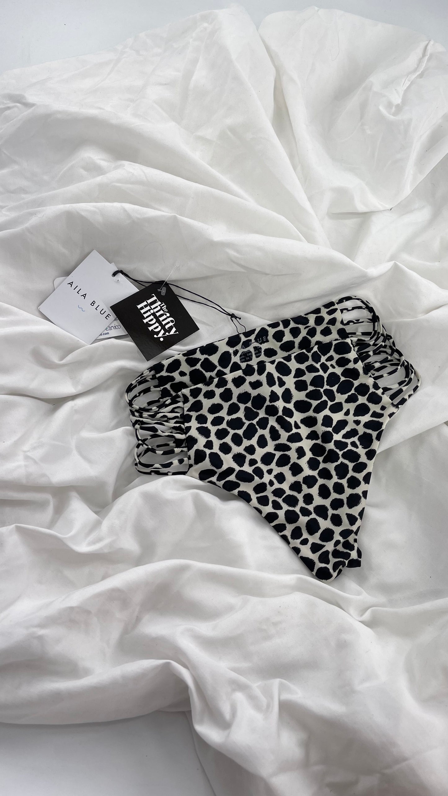 AILA BLUE Animal Print Cheeky Bottoms with Strappy Sides and Tags Attached (Small)