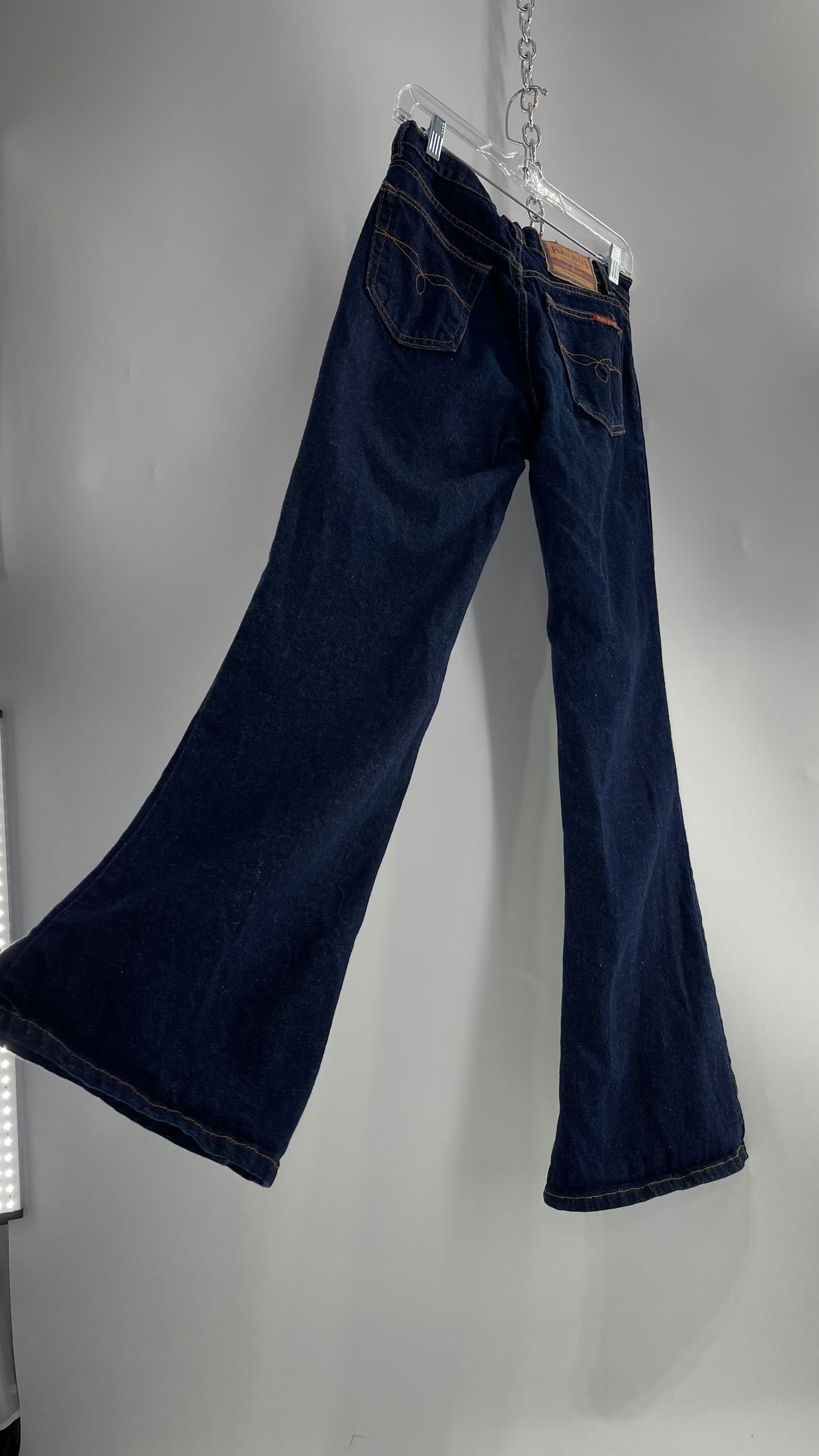 Vintage PARIS BLUES Dark Wash Kick Flare Denim Jeans(5)