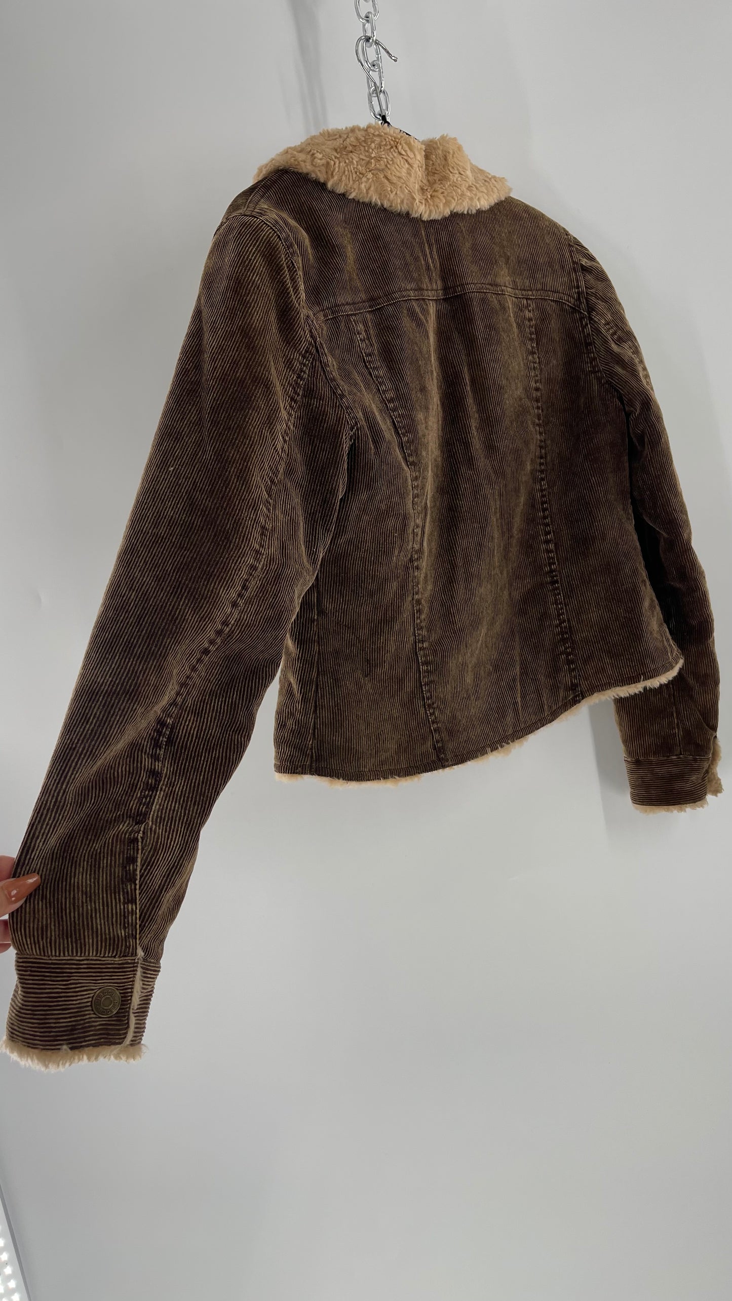 Vintage giacca Corduroy Cropped Jacket with Sherpa/Teddy Collar (Medium)