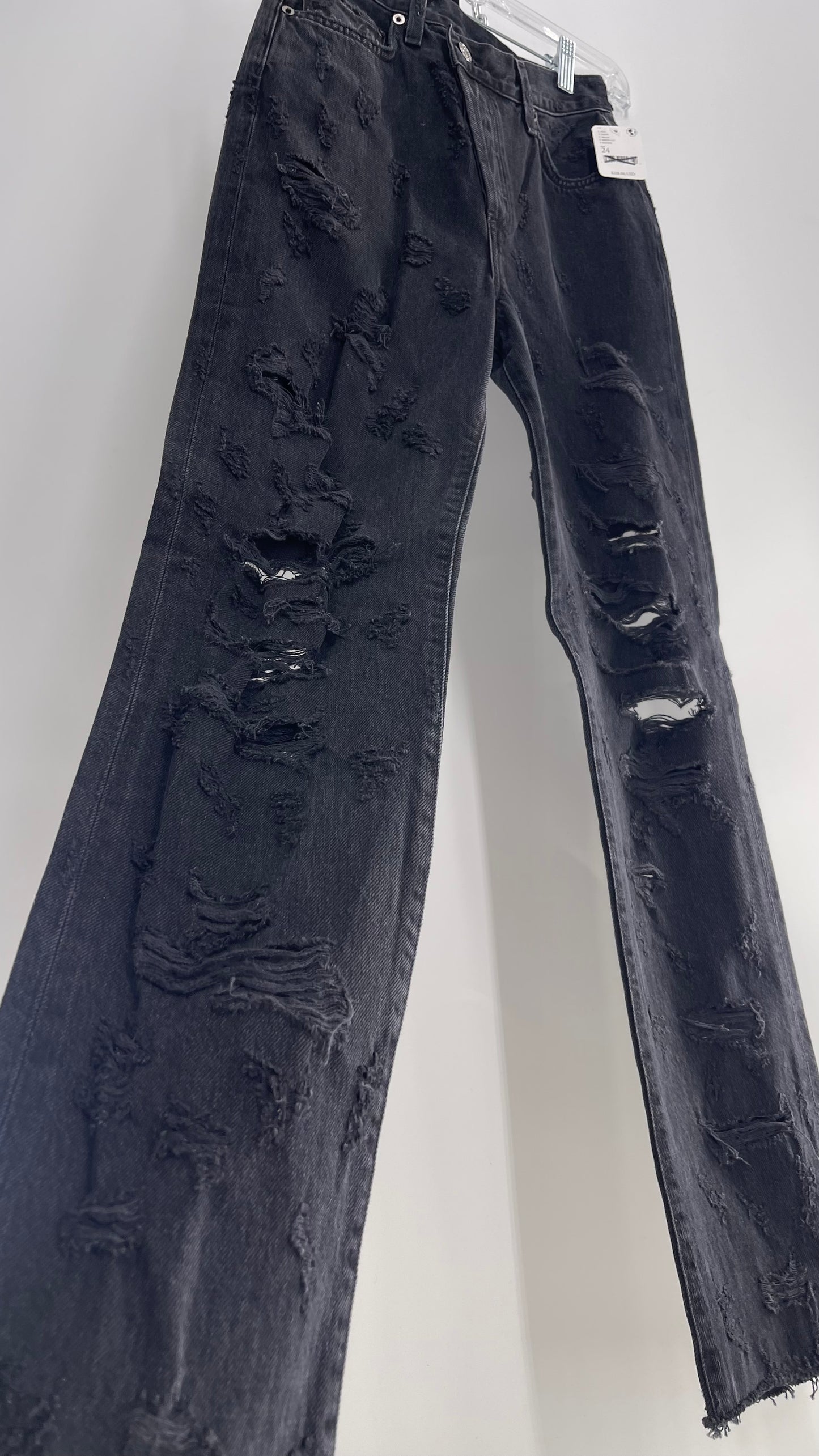 Free People Grey/Black Distressed Jeans with Tags Attached (24)