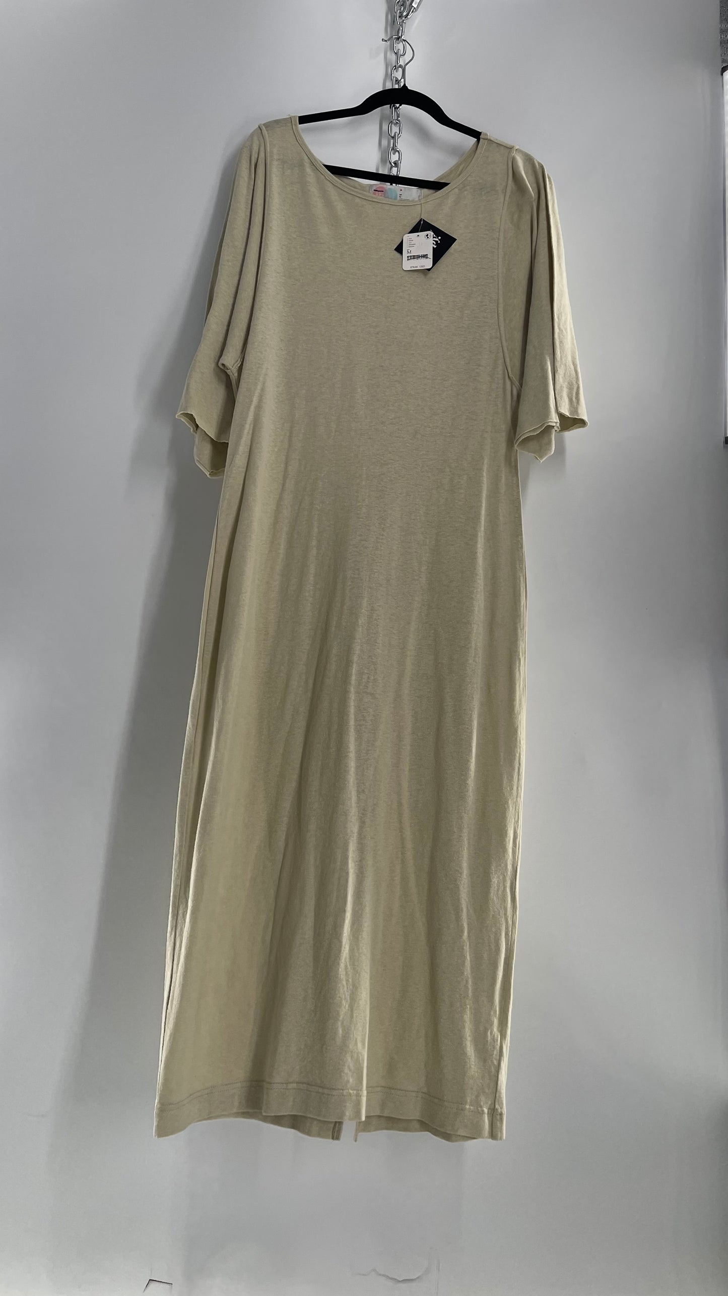 Free People Sage Cotton Full Length T Shirt Style Dress (Medium)