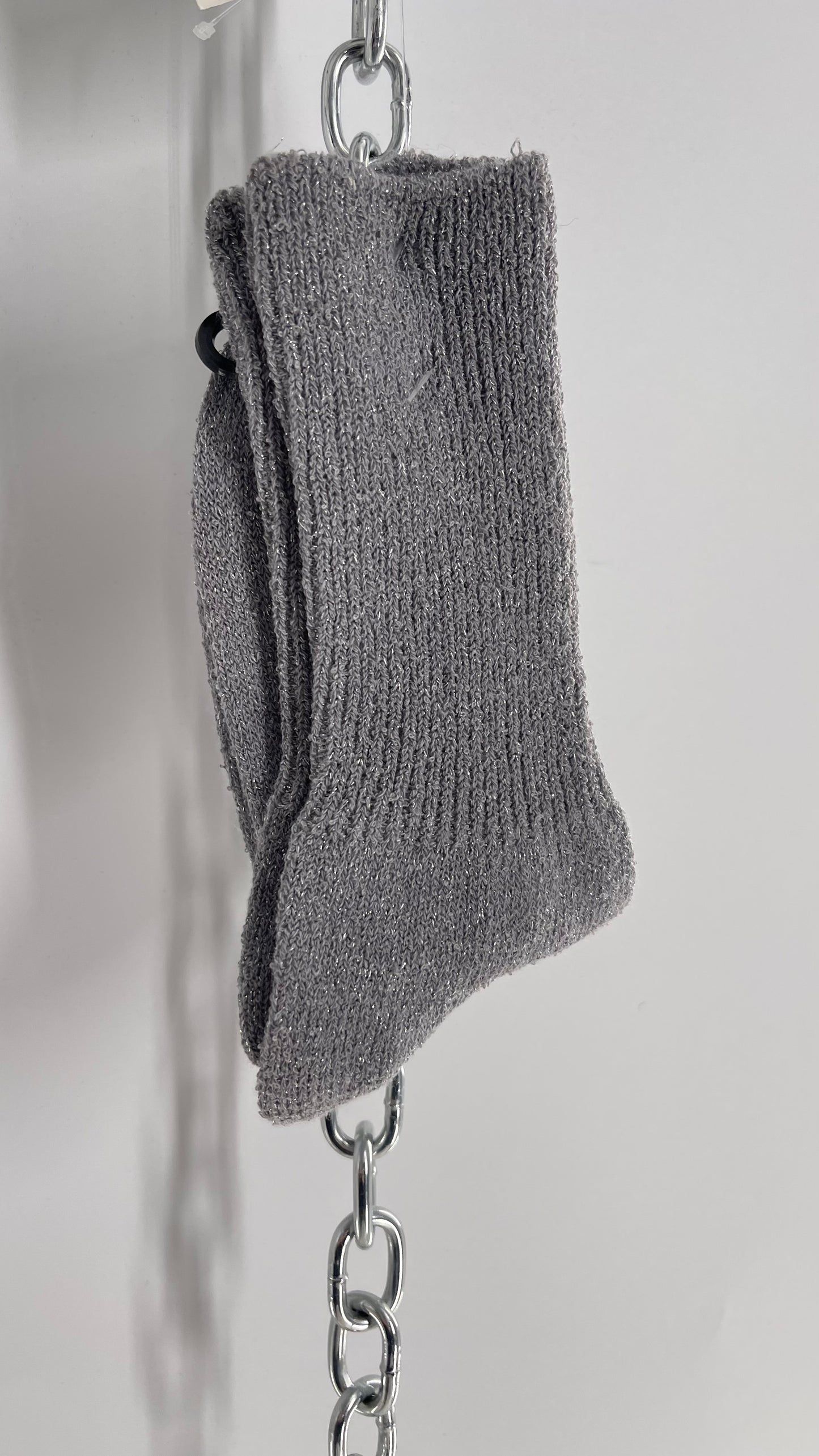 Free People Grey Glitter Crew Socks
