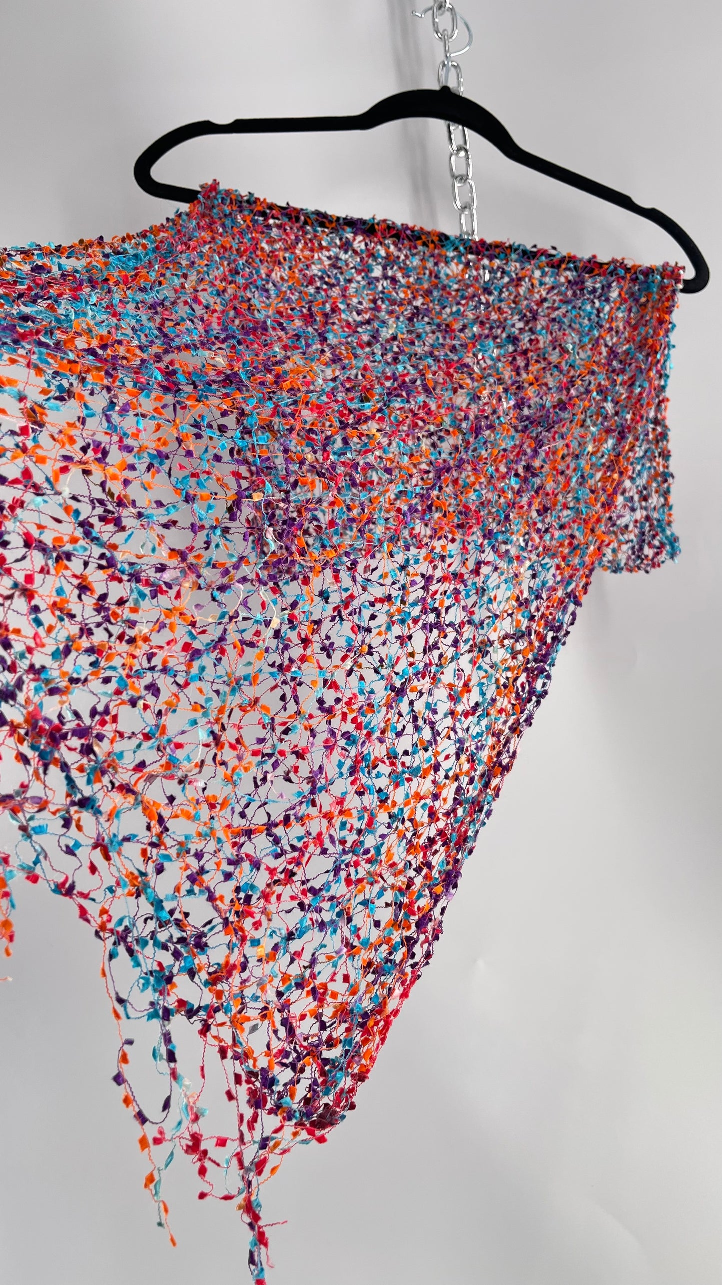 Vintage Negative Space Confetti Scarf Red, Teal, Orange, Blue
