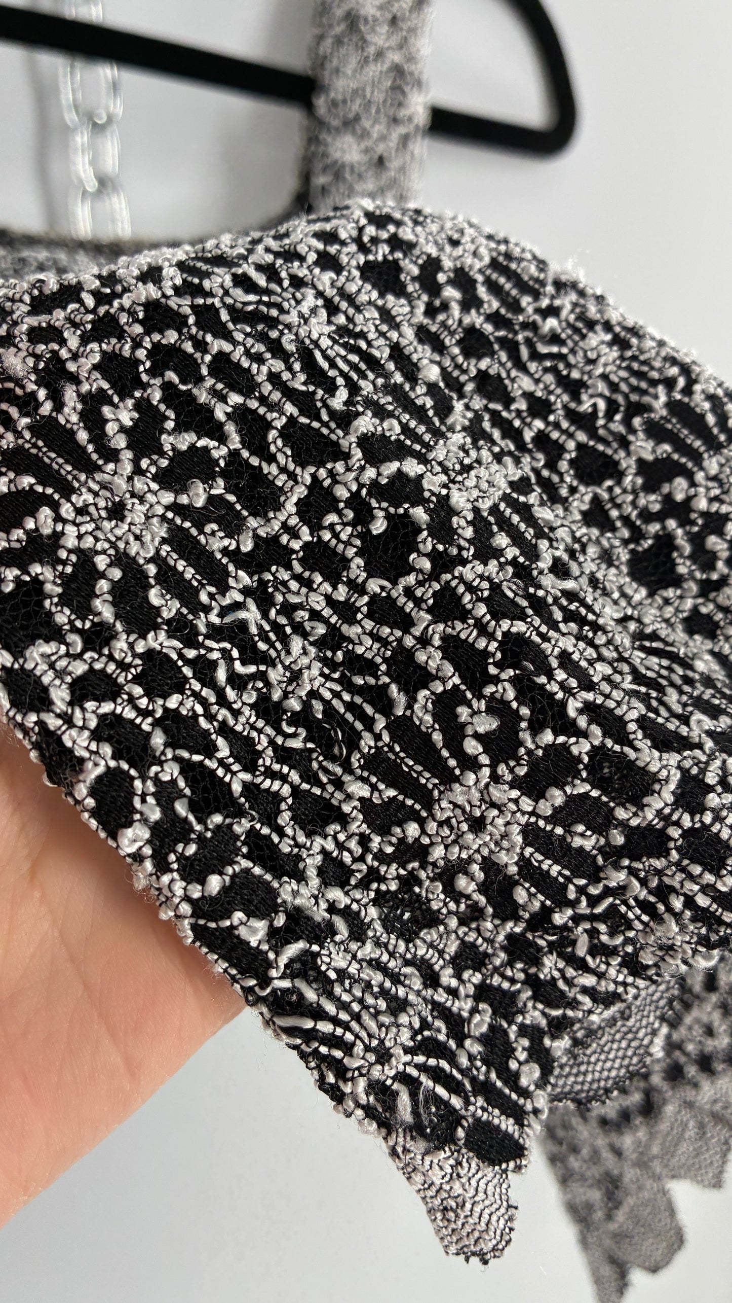 Vintage 1990s Black and White Lace Camisole (Small)