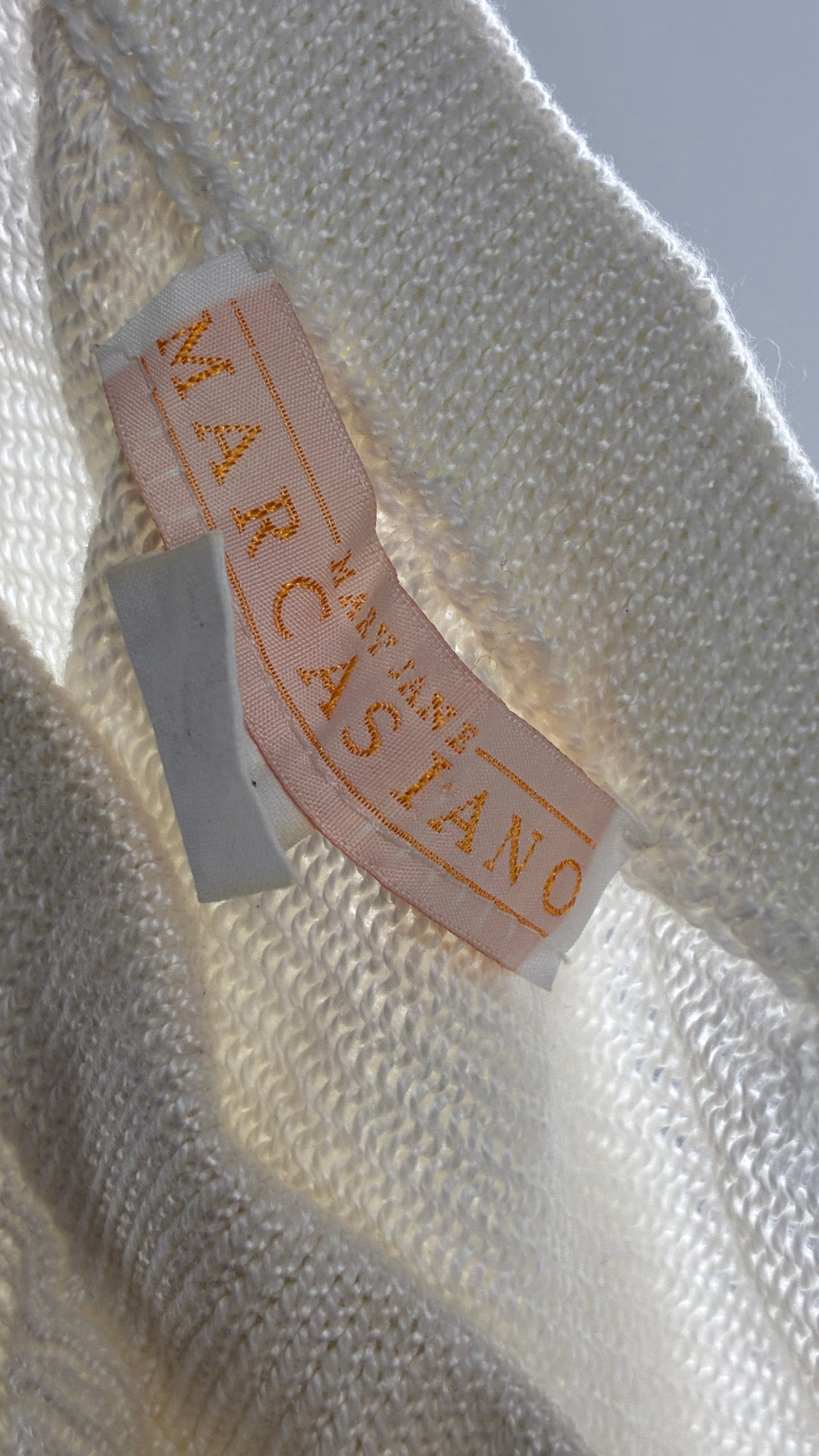 Vintage MARY JANE MARCASIANO White Knit 100% Cotton Made in NY Mermaid Style Skirt (Medium)