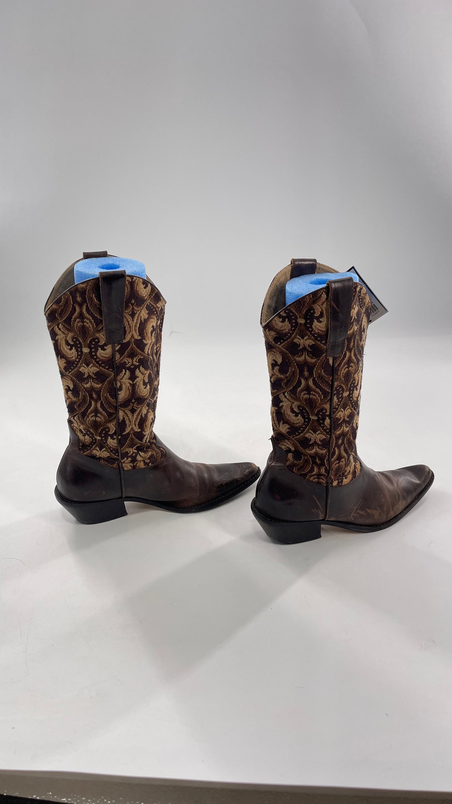 Vintage Matisse Brown Leather Tapestry Cowboy Boot (8.5)