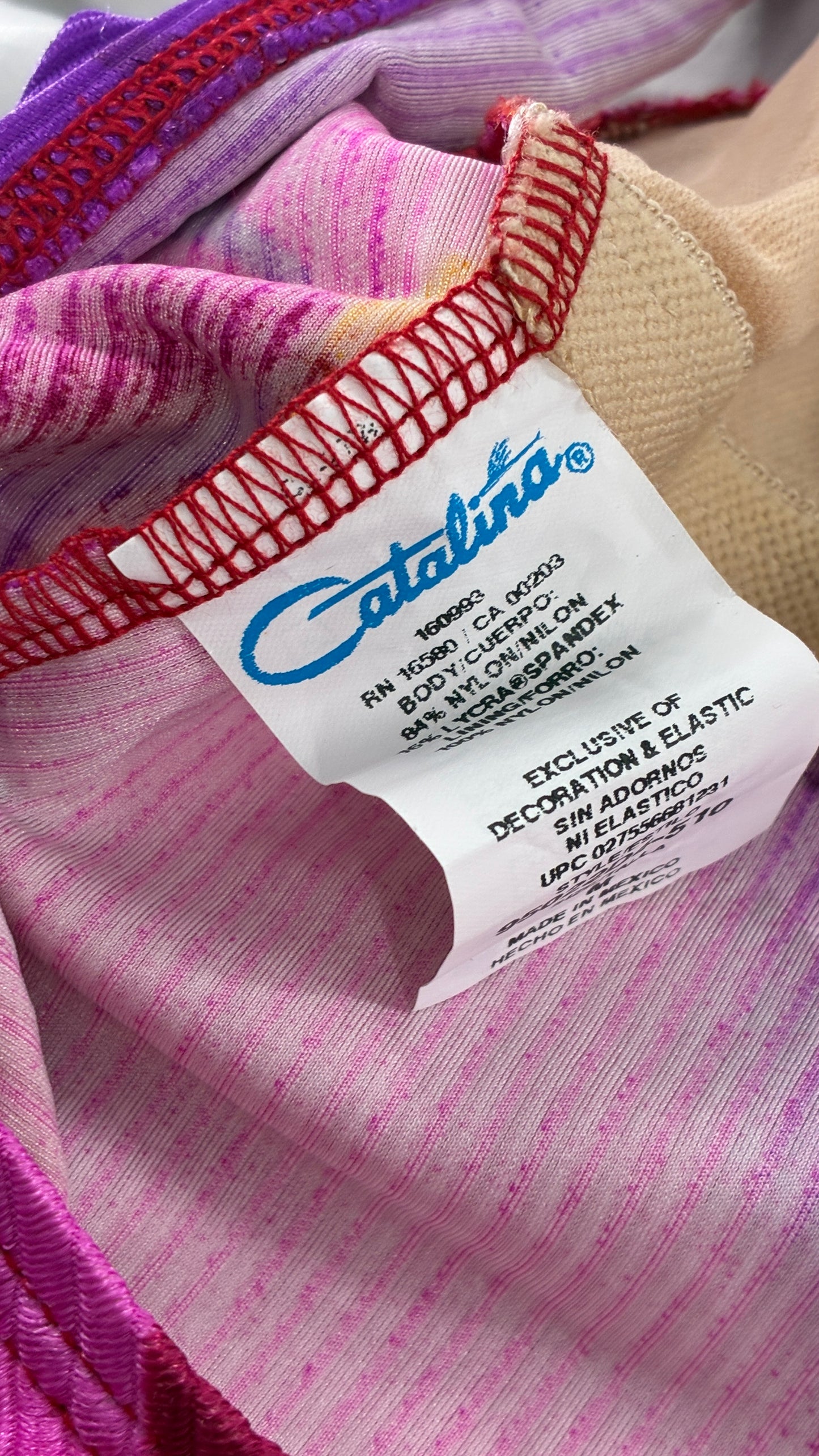 Vintage CATALINA Hibiscus Tropical Florals Open Back Swimsuit (Medium)