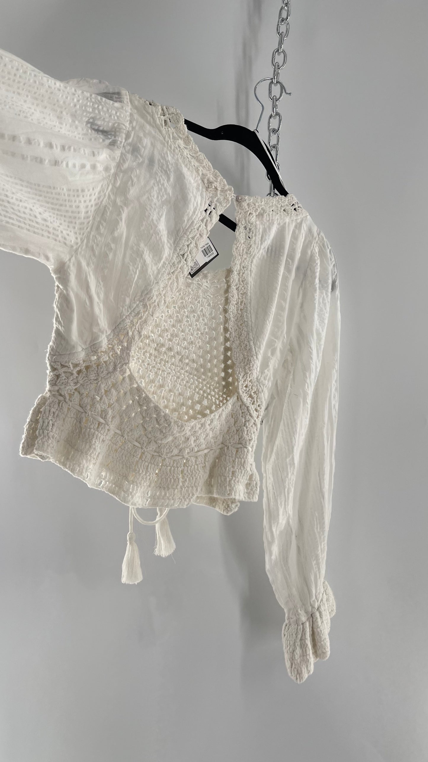 Free People White Crochet “Megan” Top (Small)
